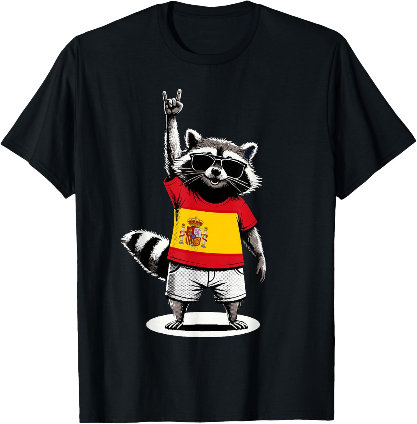 Spanische Flagge Waschbär Lustig Spanien T-Shirt - T-Shirt | Black