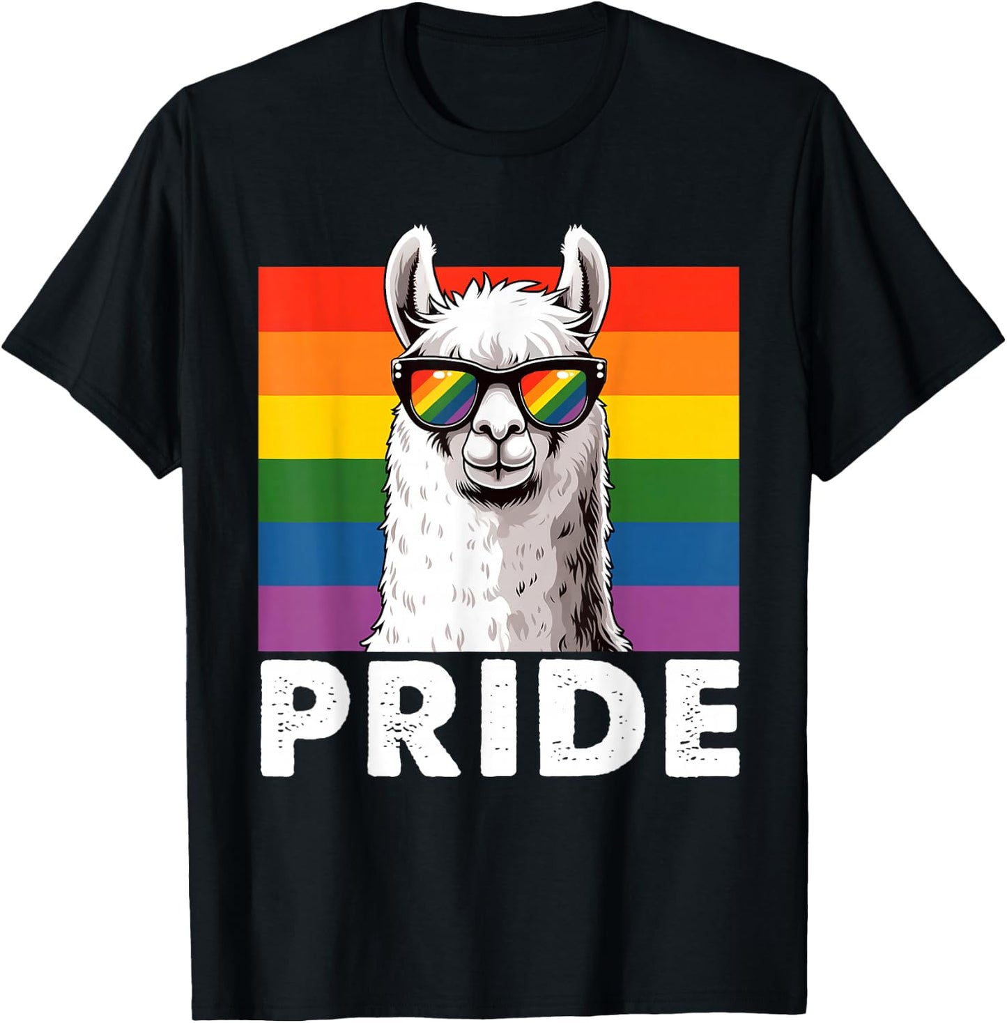 Llama Pride Gay Lesbian Resis Rainbow Flag Transsexual LGBT T-Shirt - T-Shirt | Black