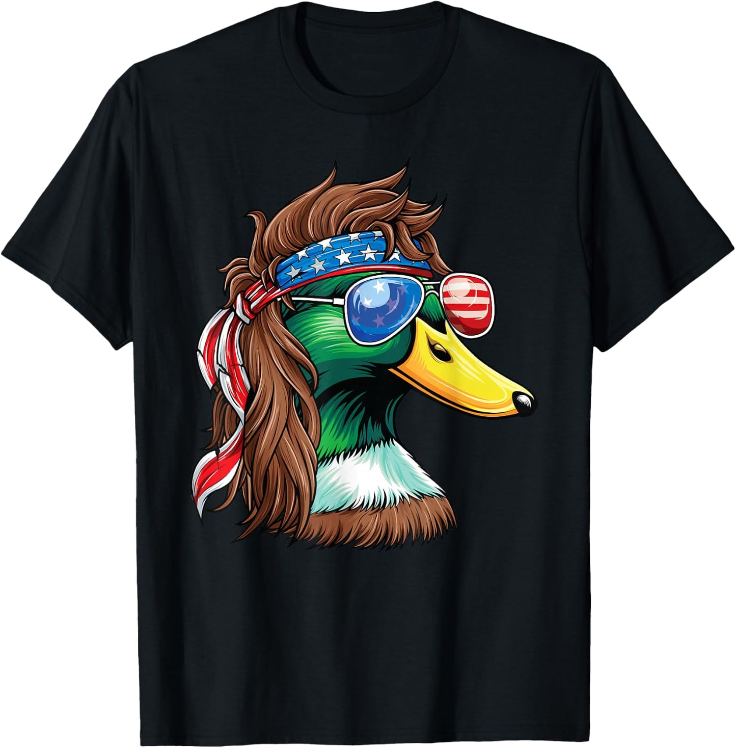 4th of July Duck Shirt USA Flag Funny Patriotic Duck T-Shirt - T-Shirt | Black