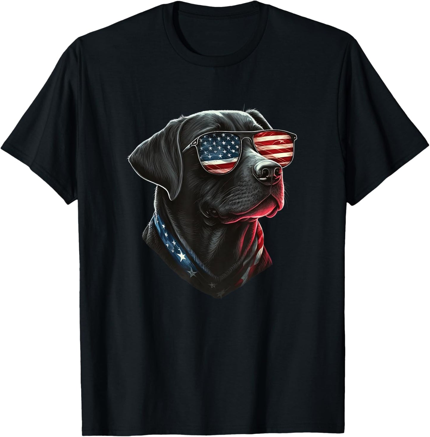 Black Labrador Retriever American Flag Patriotic USA T-Shirt - T-Shirt | Black