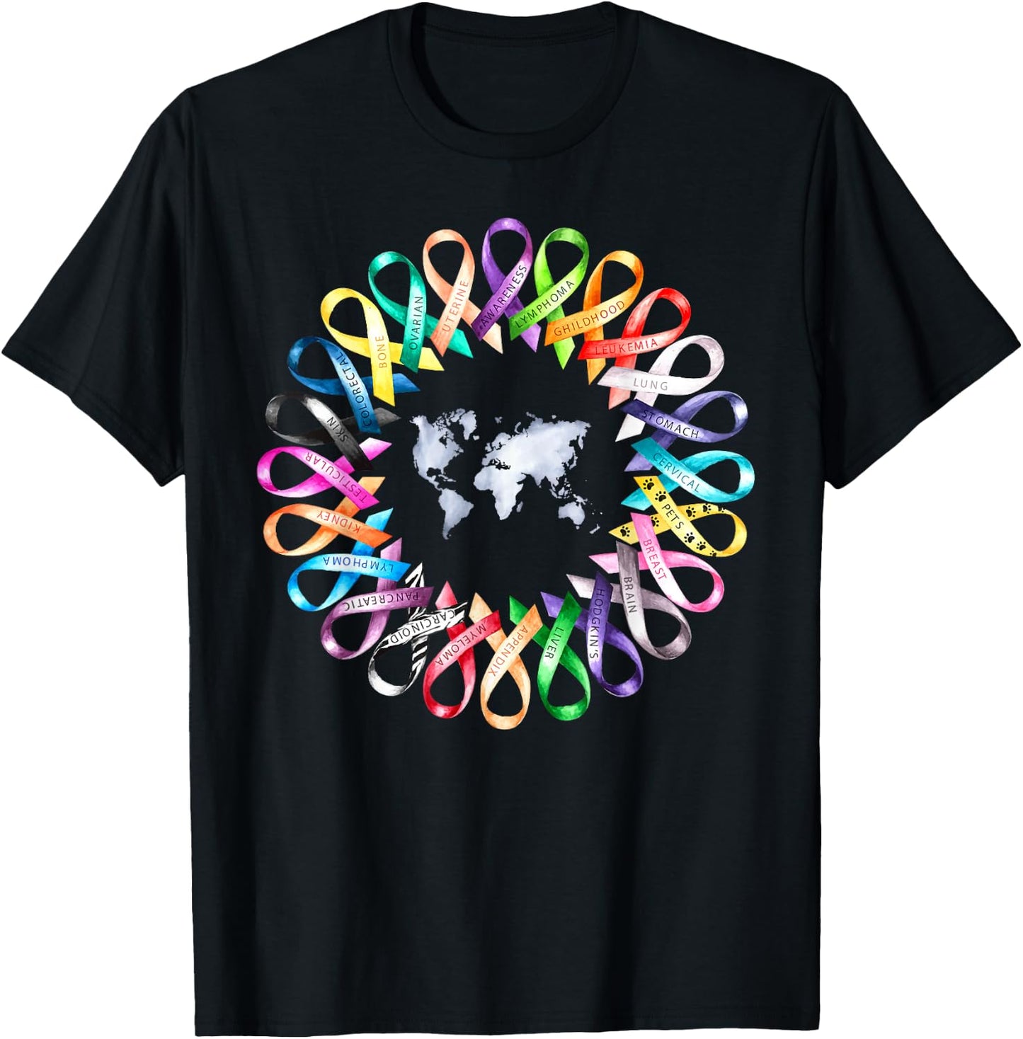 Cancer Sucks In Every Color Shirt Caner Ribbon Colors T-Shirt - T-Shirt | Black