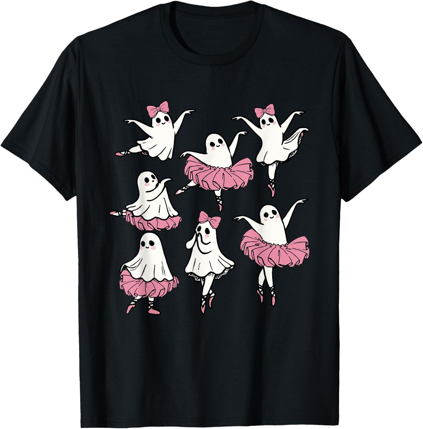 Ballet Ghost Dancer Cute Boo Dancing Halloween T-Shirt - T-Shirt | Black