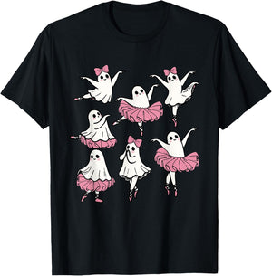 Ballet Ghost Dancer Cute Boo Dancing Halloween T-Shirt - T-Shirt | Black