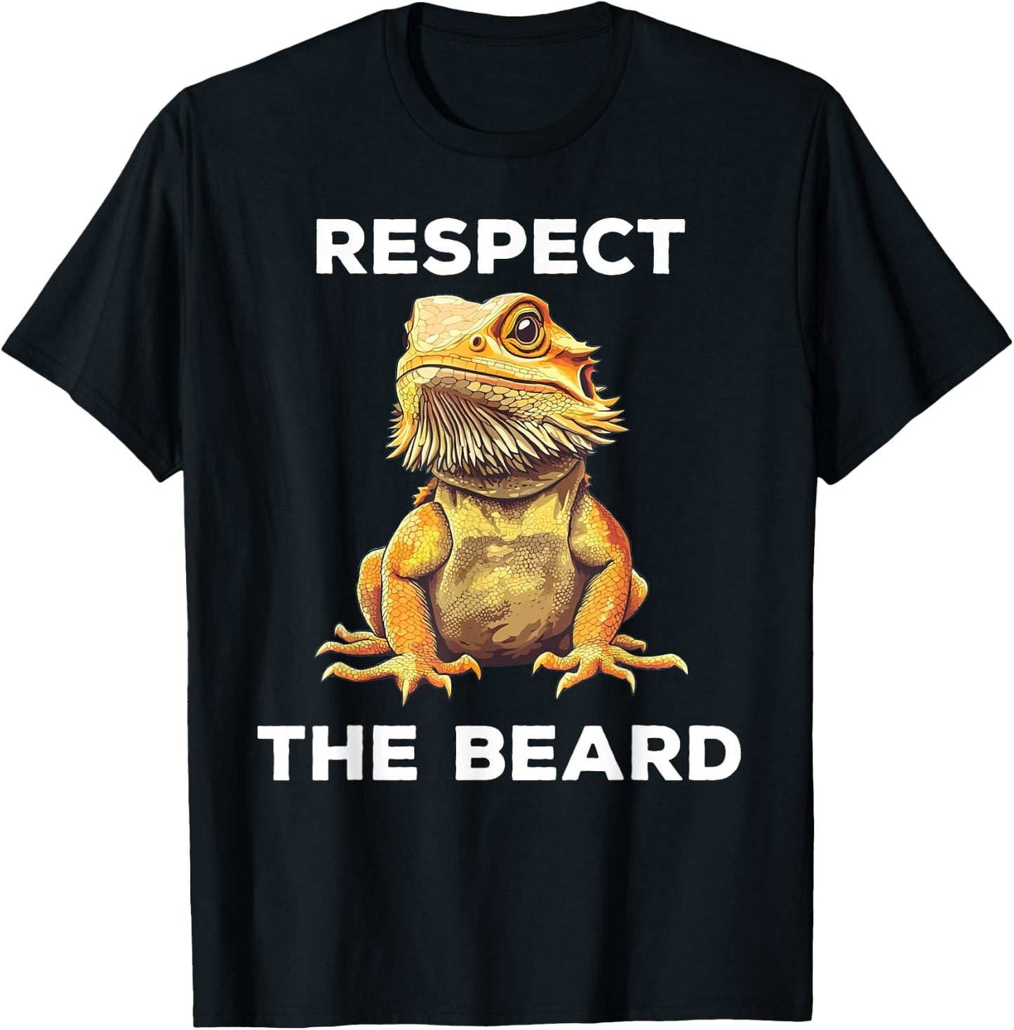 Respect The Beard Bearded Dragon Funny T-Shirt - T-Shirt | Black