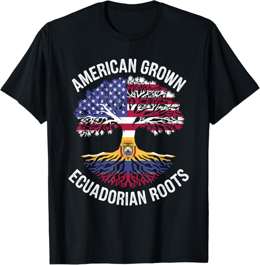 American Grown with Ecuadorian Roots Tree Dual Citizens T-Shirt - T-Shirt | Black