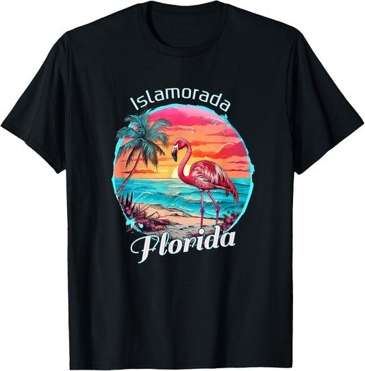 Islamorada Florida Beach Flamingo Tropical Souvenir T-Shirt - T-Shirt | Black