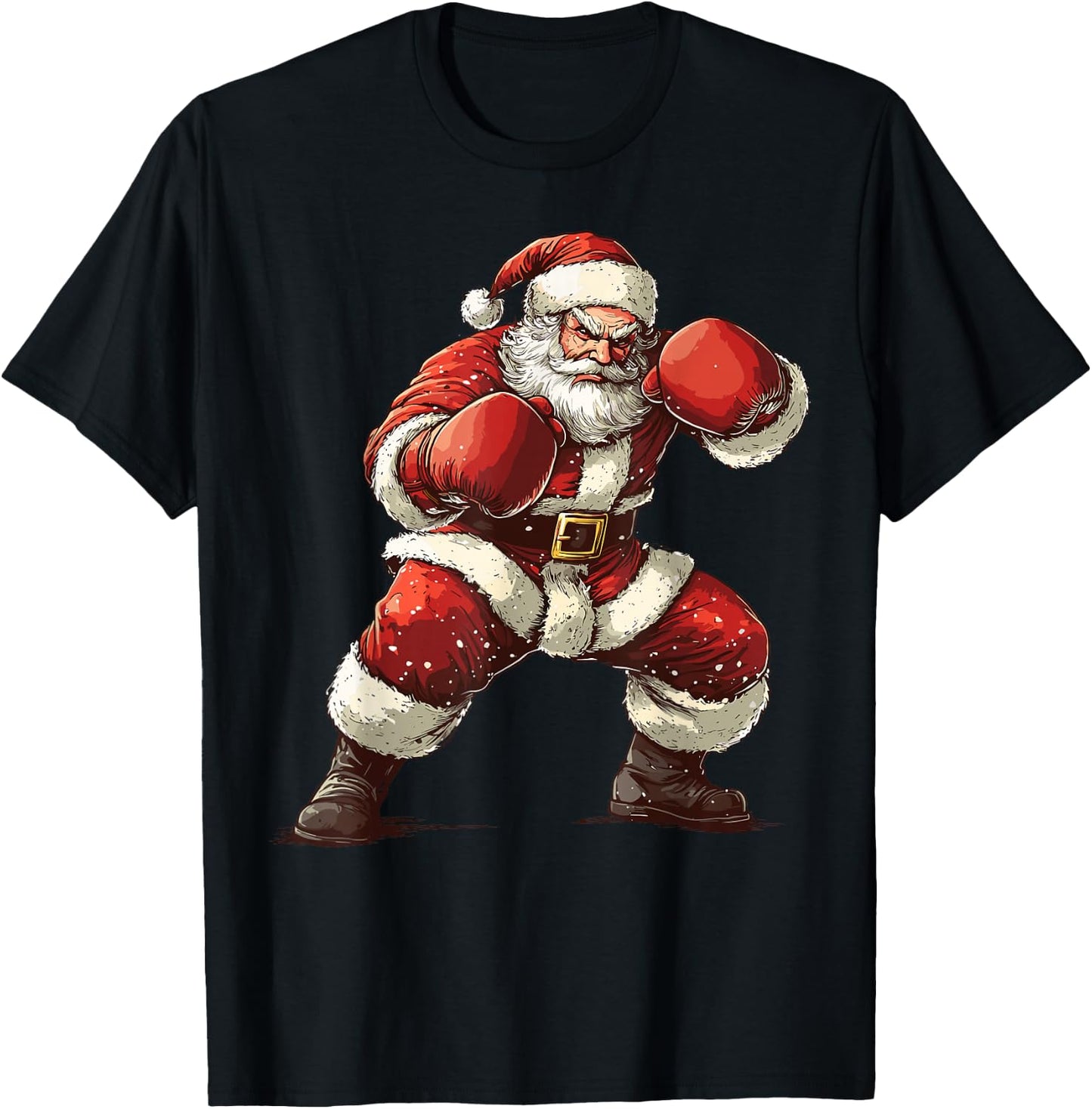 Santa Boxing Xmas MMA Muay Thai Lover Boxer Christmas T-Shirt - T-Shirt | Black