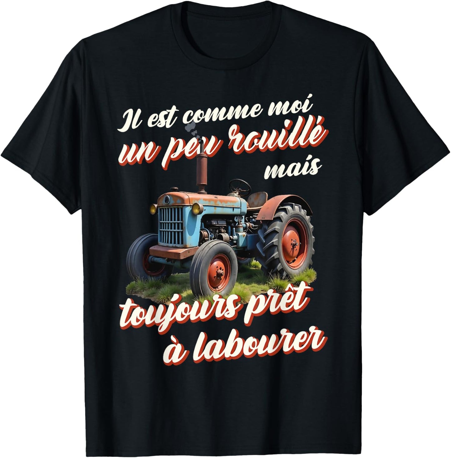 Tractor farmer gift old tractor old humor , Black, S T-Shirt - T-Shirt | Black
