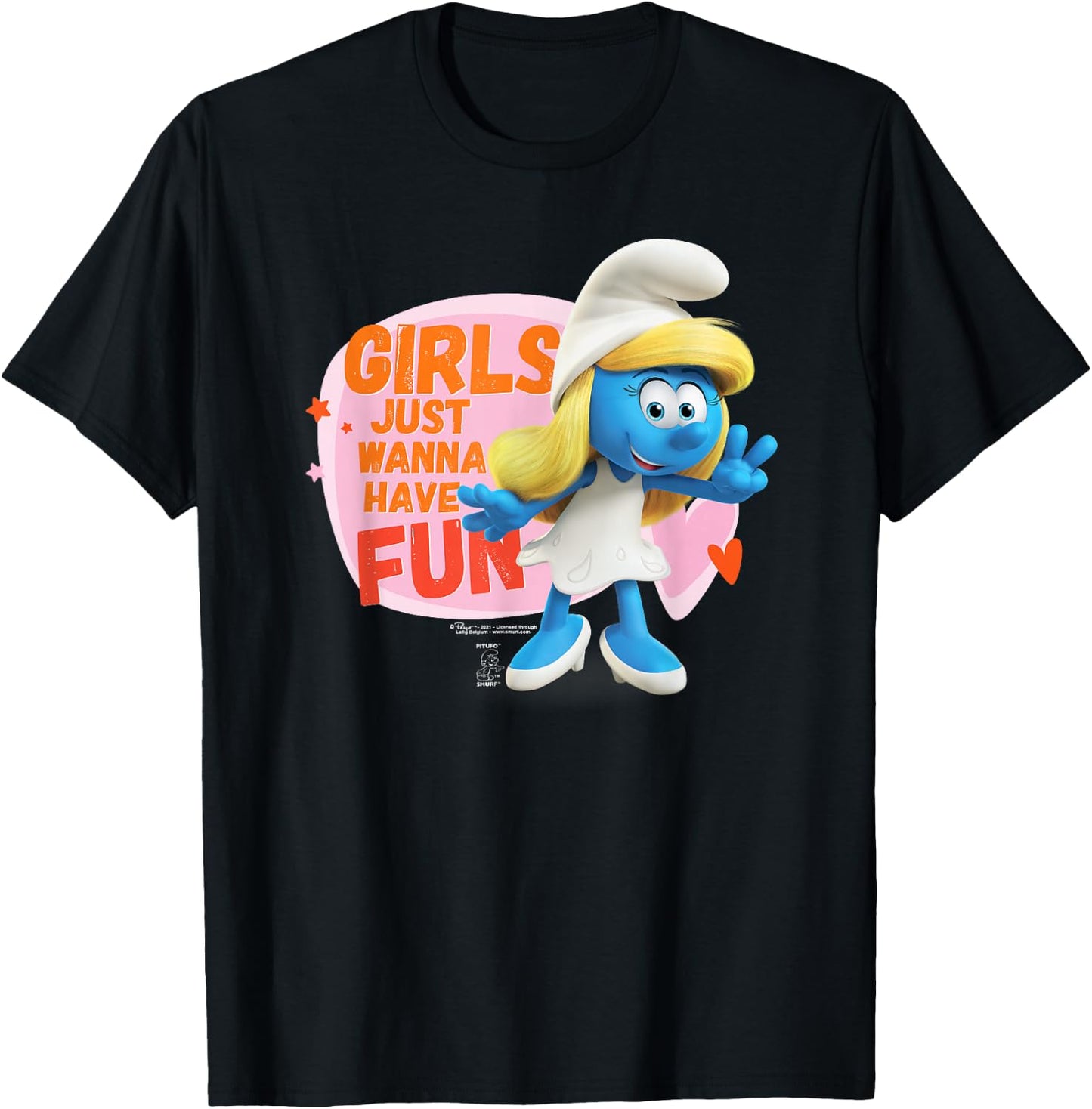 The Smurfs Smurfette Girls Just Wanna Have Fun T-Shirt - T-Shirt | Black