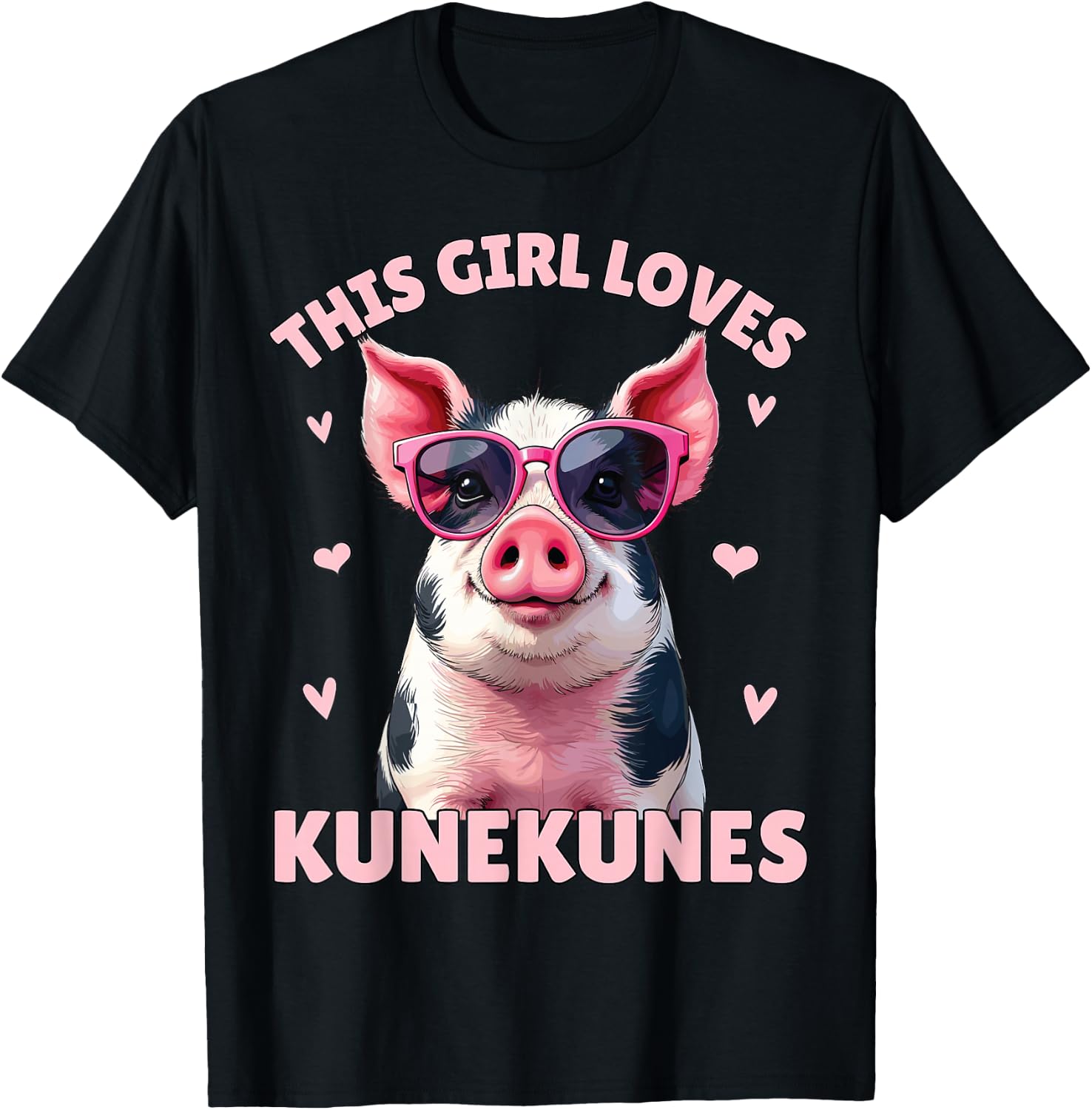 KuneKune Pig, This Girl Loves KuneKunes, Kunekune Pig T-Shirt - T-Shirt | Black