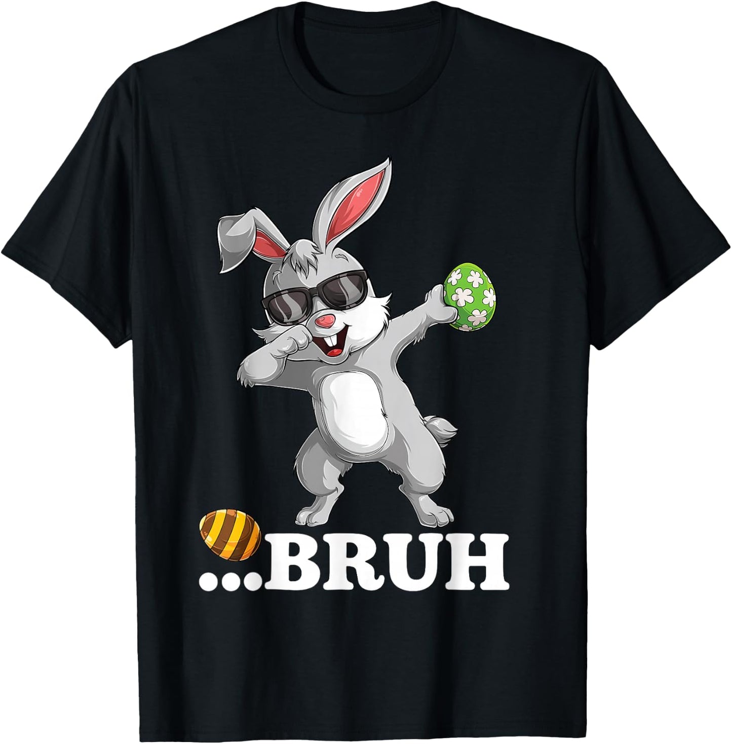 Bruh Dabbing Bunny Funny Kids Boys Easter Day T-Shirt - T-Shirt | Black