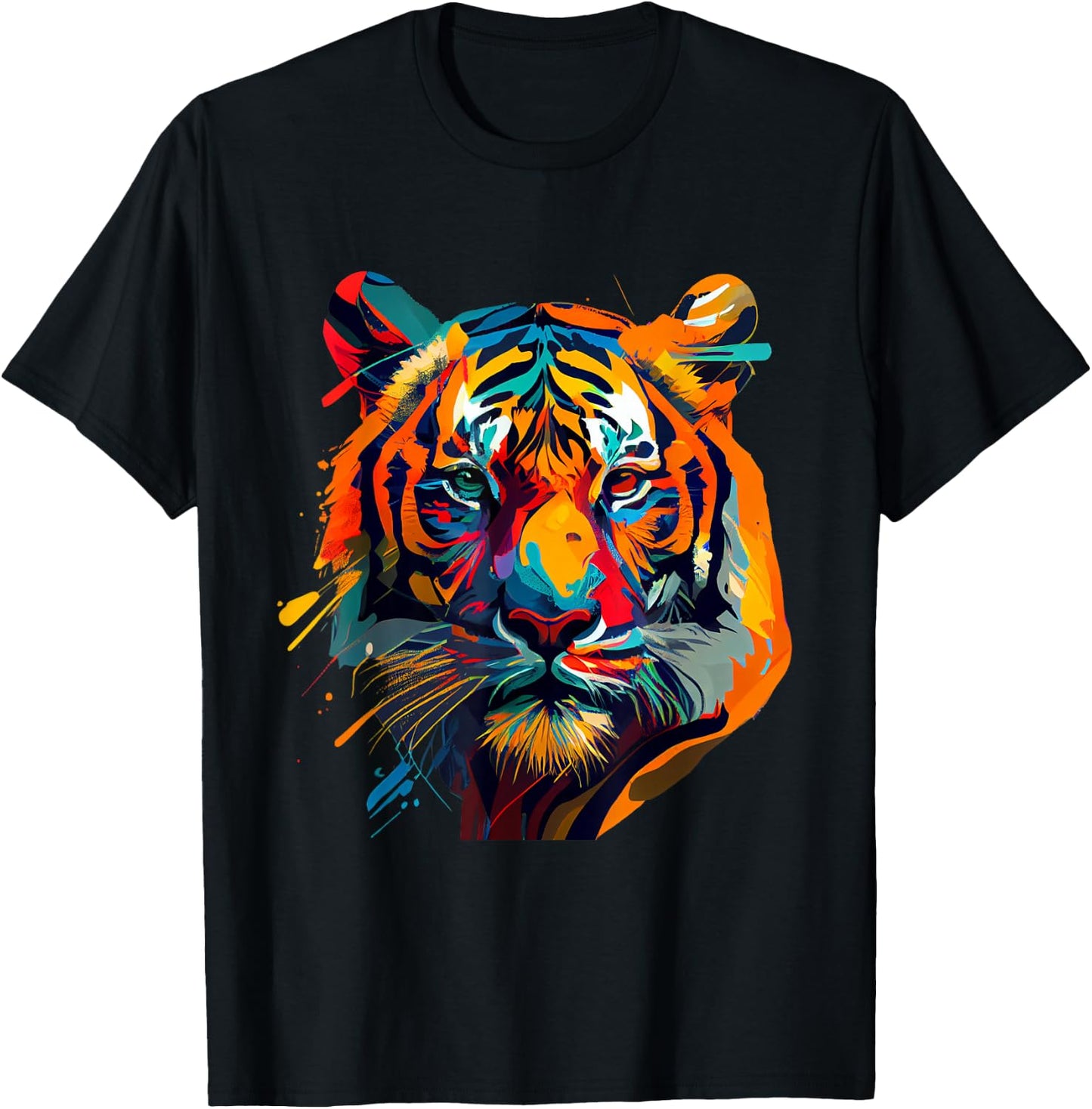 Bengal Tiger Face Pop Art Design Tiger Lovers T-Shirt - T-Shirt | Black
