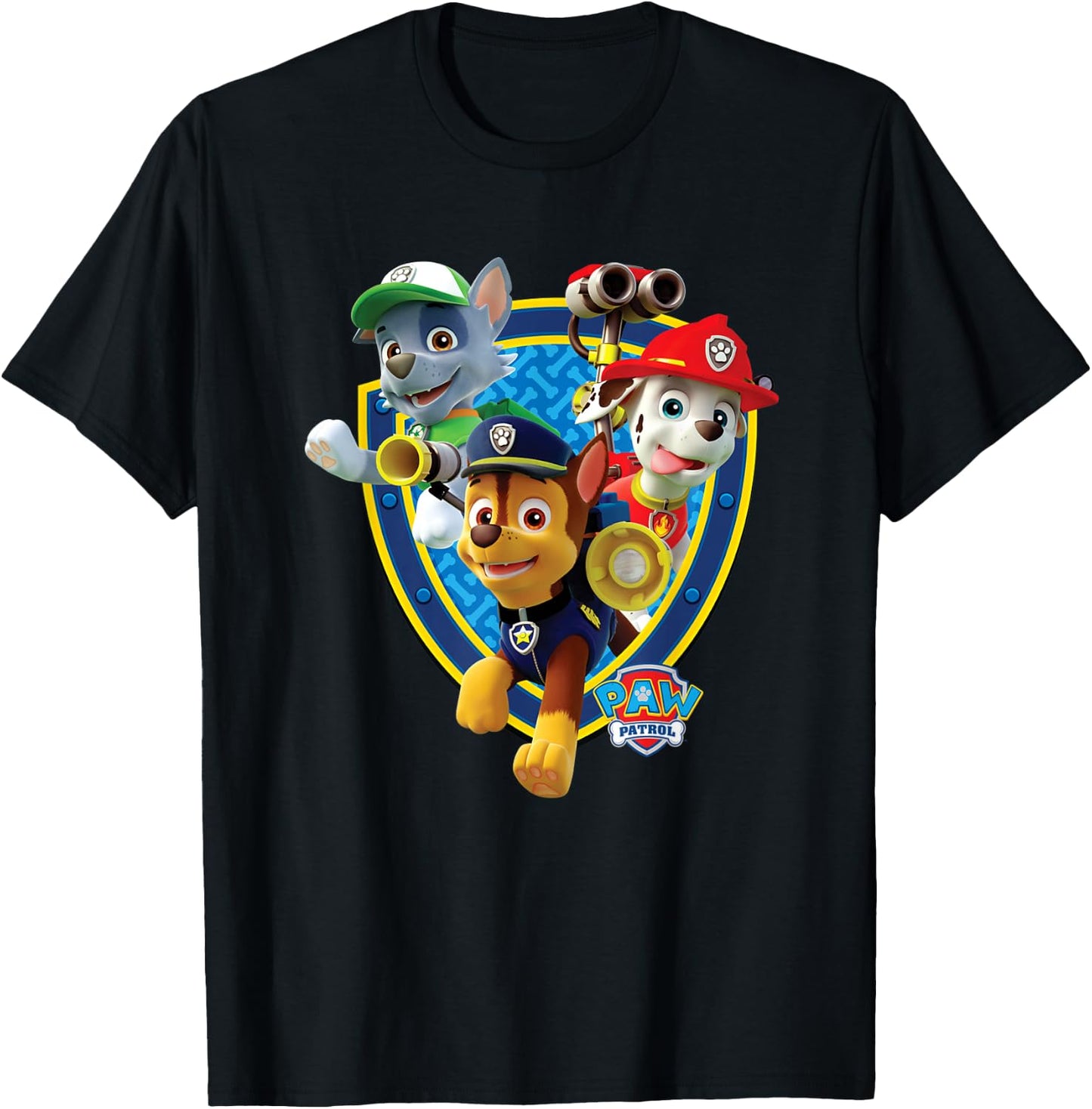Badge With Chase, Rocky, & Marshall T-Shirt - T-Shirt | Black