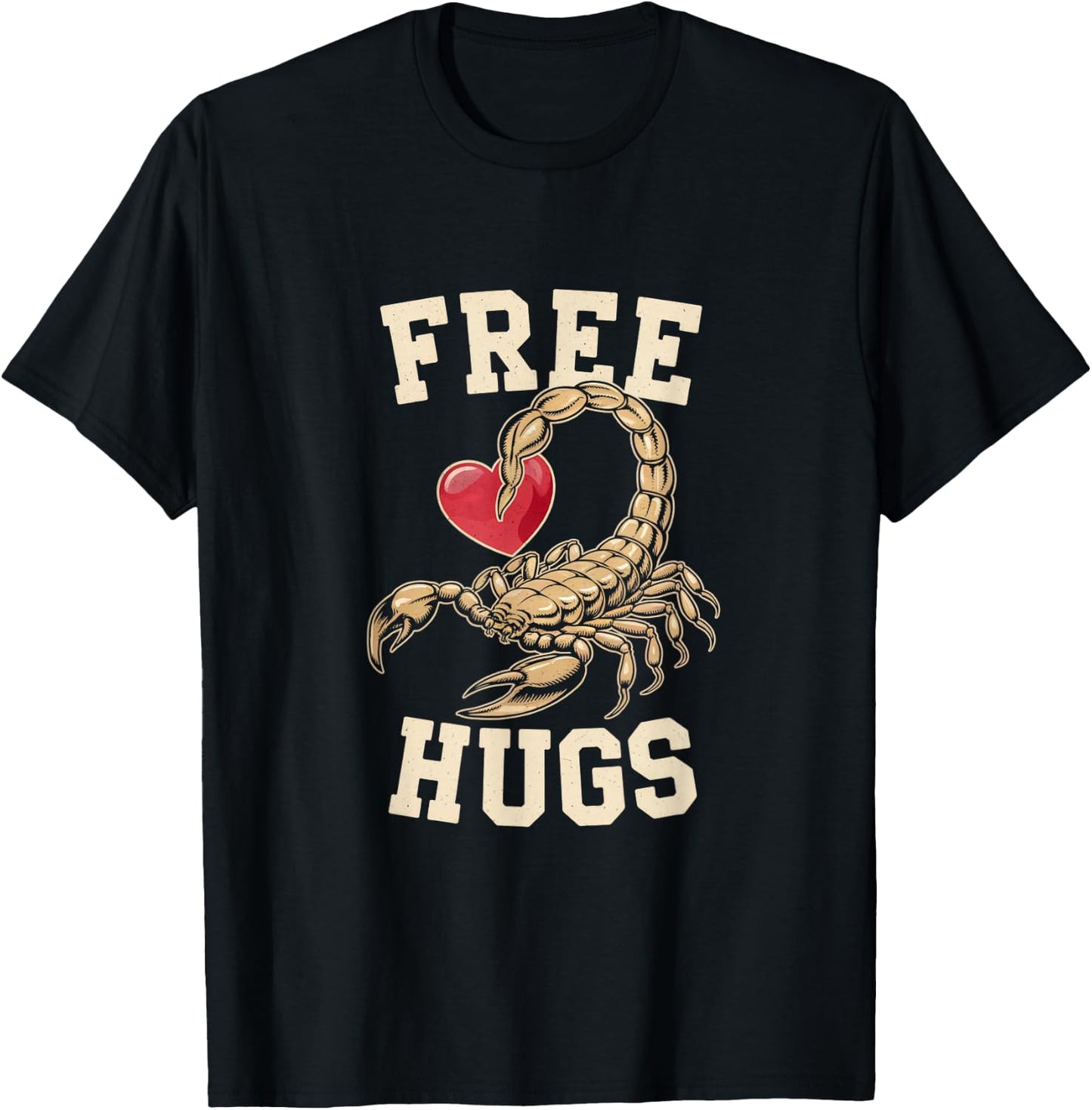 Funny Retro Free Hugs Scorpion Sarcastic Cute Insect Quotes T-Shirt - T-Shirt | Black