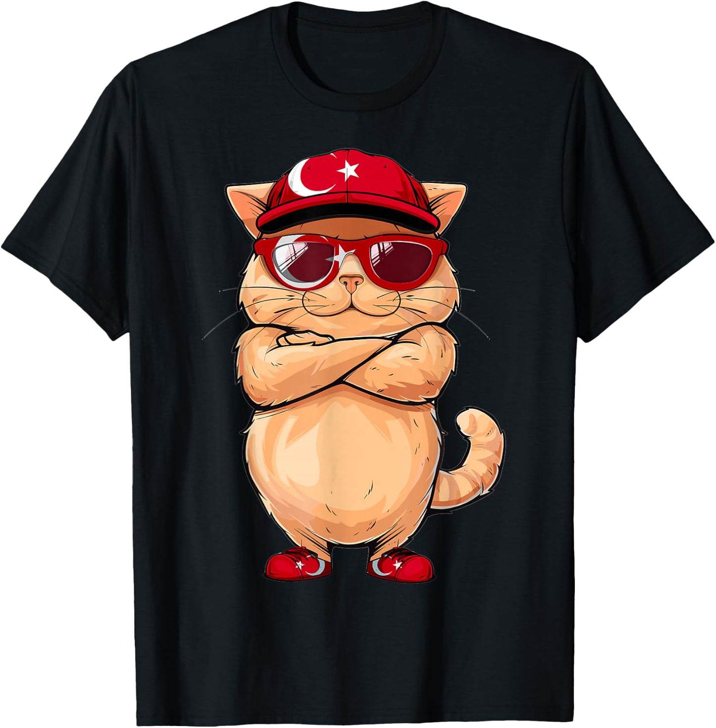 Turkish Flag Cat Mom Souvenirs Products Kitten Turkey T-Shirt - T-Shirt | Black