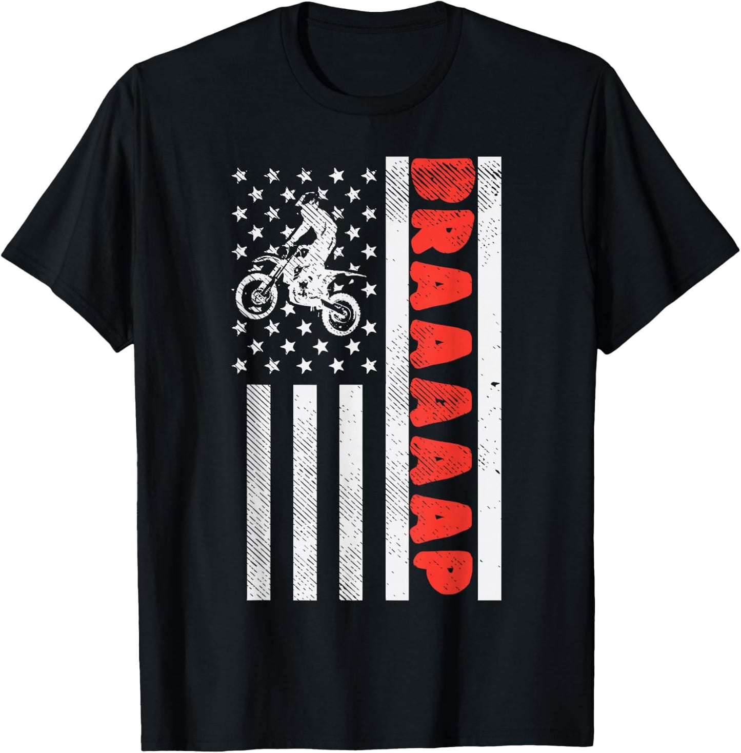 Dirt Bike American Flag Brap Motocross Motorcycle Race Gift Women Kids Men T-Shirt - T-Shirt | Black