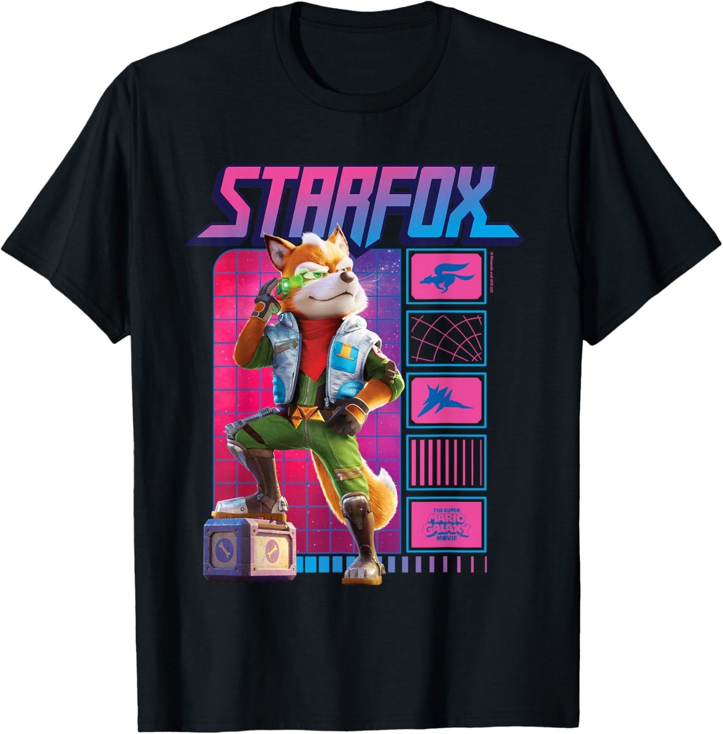 The Super Mario Galaxy Movie Fox McCloud Retro Hero T-Shirt - T-Shirt | Black