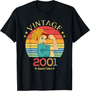 2001. Gift Vintage 2001 Gifts Born in 2001 T-Shirt - T-Shirt | Black