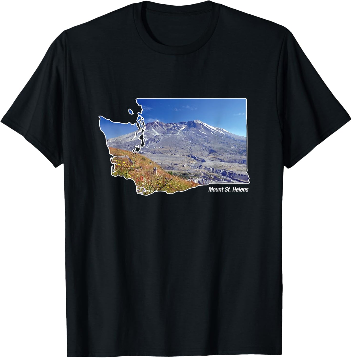 Mount St. Helens Map ~ Washington Volcano T-Shirt - T-Shirt | Black