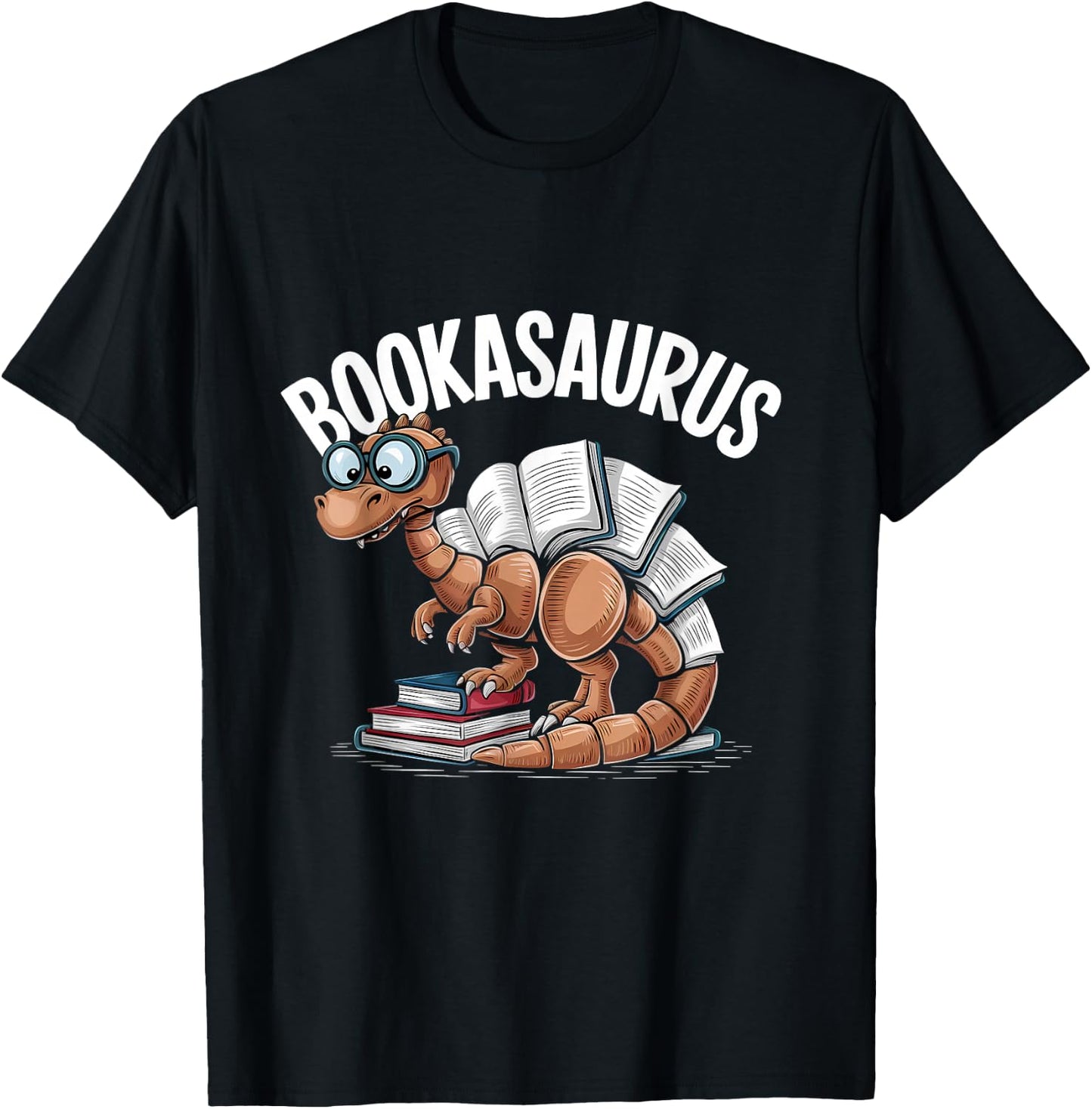 Book Dinosaur T-Rex Bookworm Dino Funny Book Reading T-Shirt - T-Shirt | Black