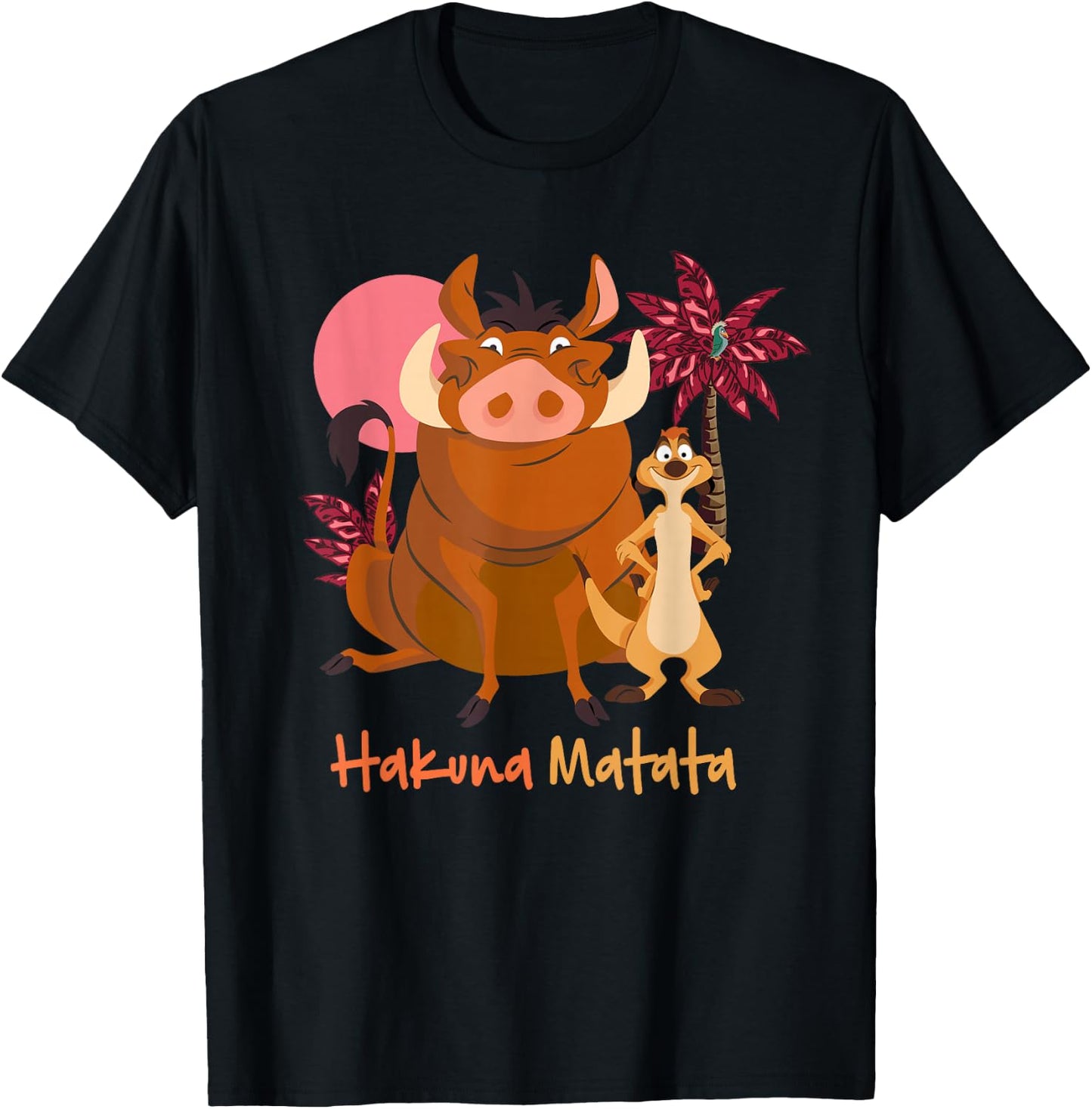 Disney The Lion King Timon & Pumbaa Hakuna Matata Face Front , Black, S T-Shirt - T-Shirt | Black