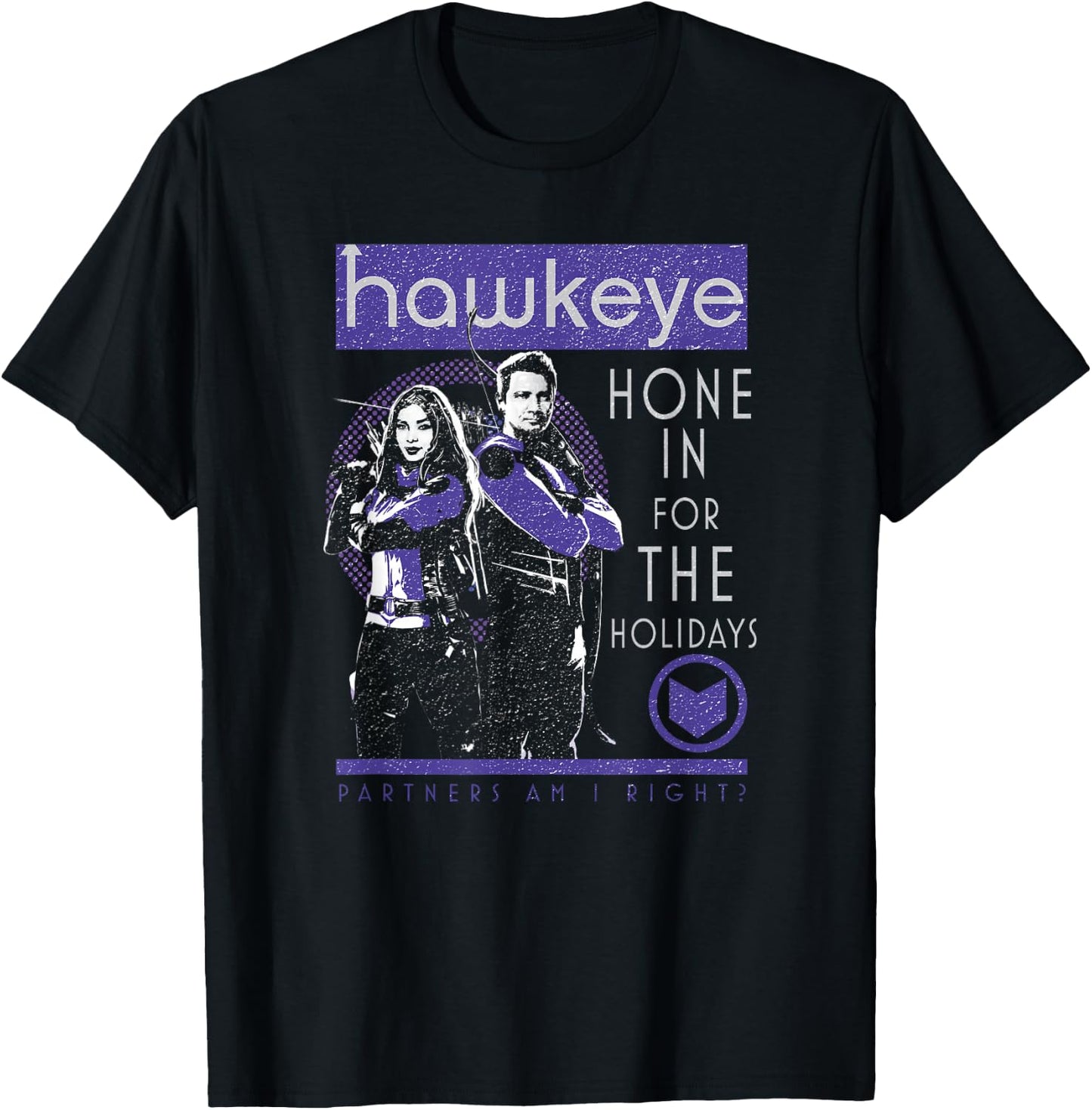Marvel Hawkeye Hone In For The Holidays Poster T-Shirt - T-Shirt | Black