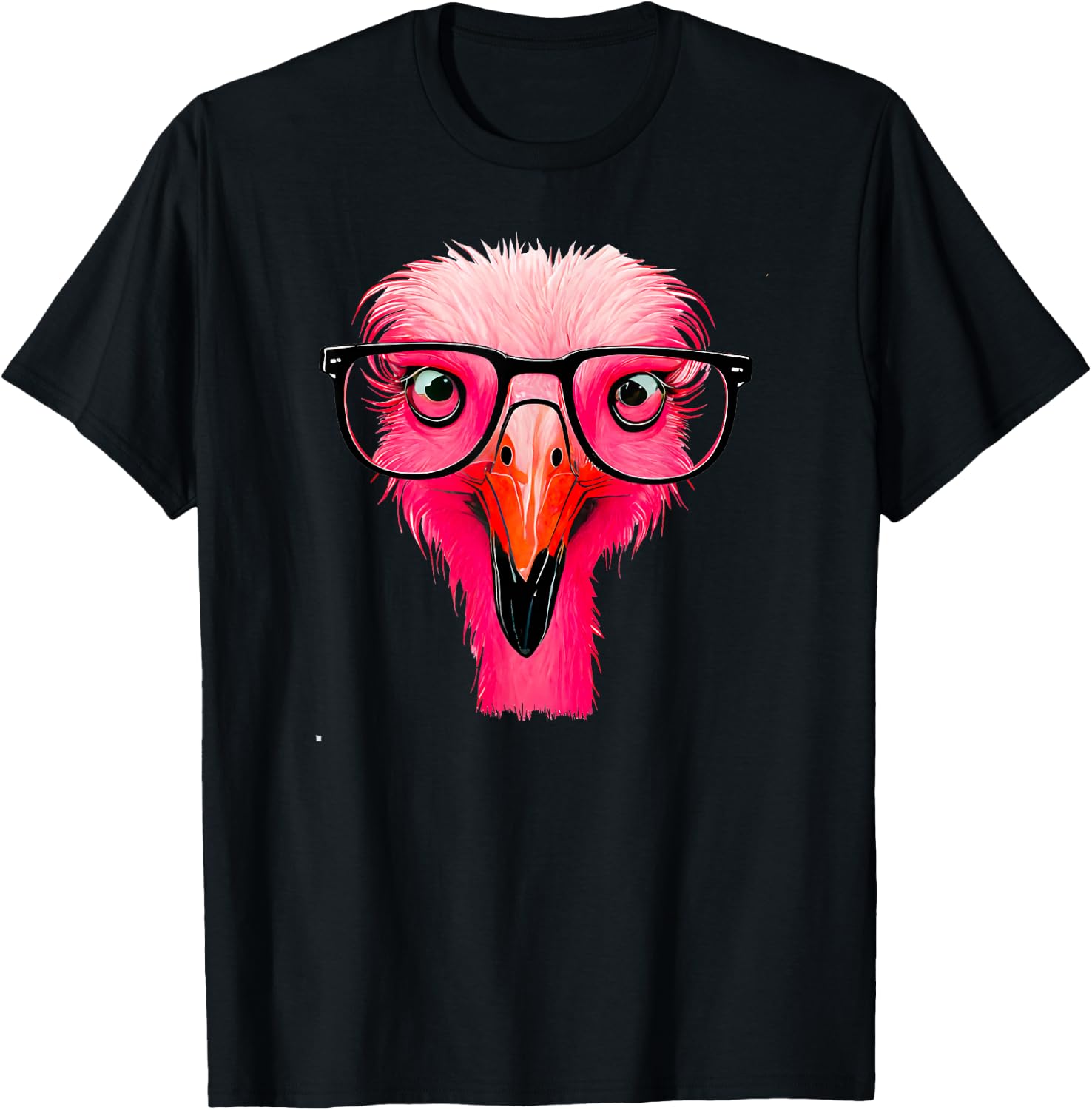Cute Flamingo Bird Wearing Glasses Funny Pink Flamingo Lover T-Shirt - T-Shirt | Black