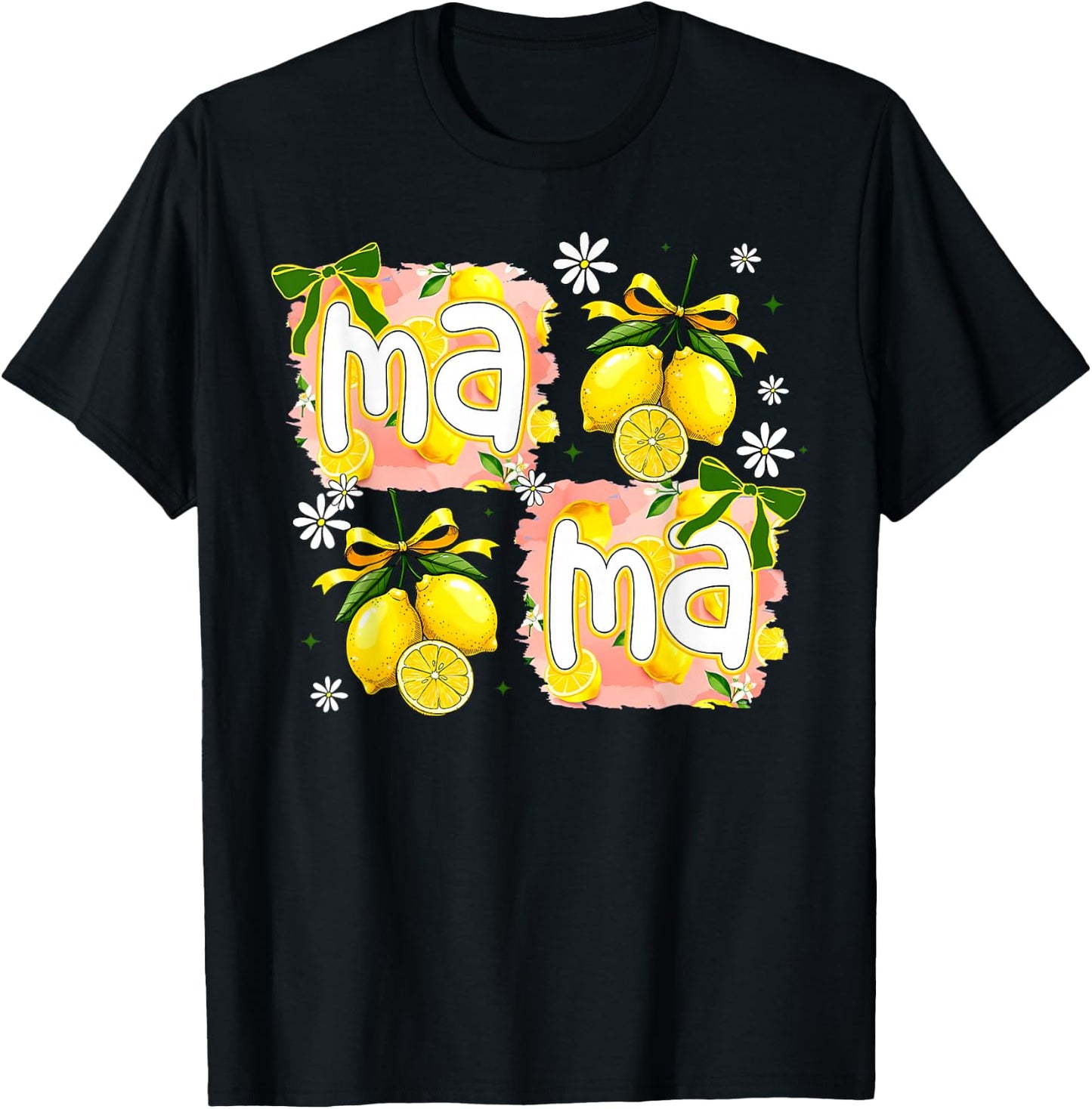 Vintage Flower Lemon Mama Mothers Day Summer Fruit Coquette T-Shirt - T-Shirt | Black