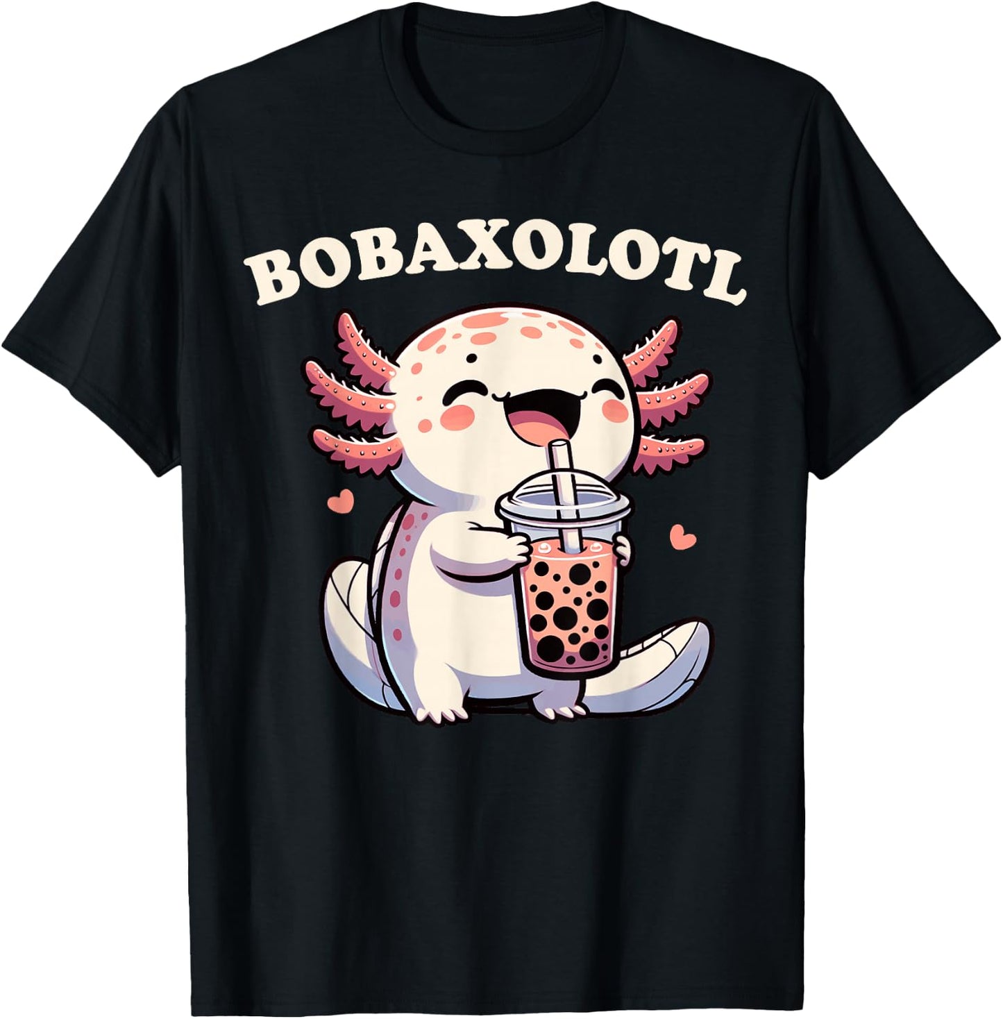 Axolotl Boba Tea Bubble Tea Milk Tea Anime Axolotl Funny T-Shirt - T-Shirt | Black
