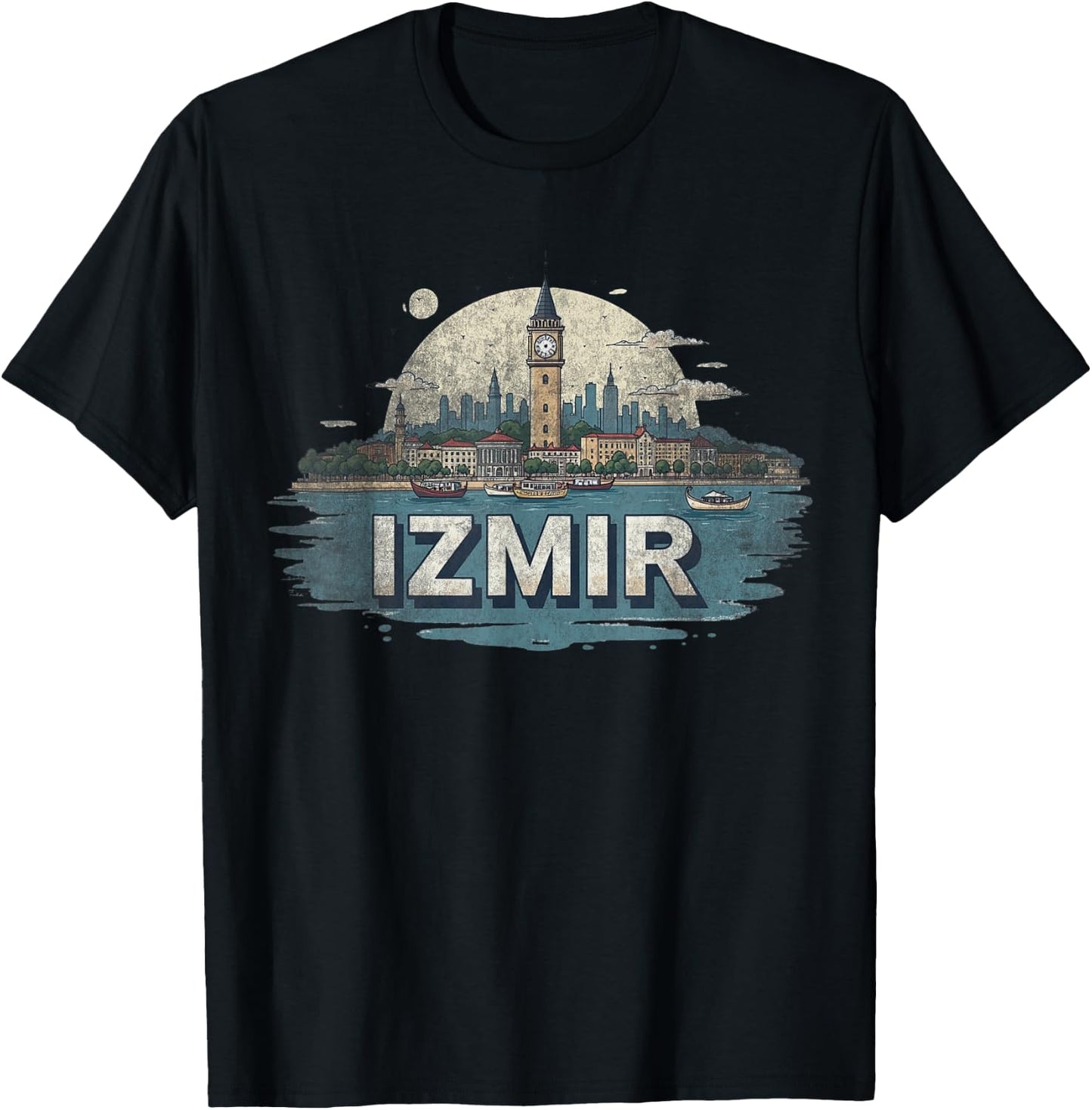 Retro Izmir Landscape Vintage Souvenir T-Shirt - T-Shirt | Black