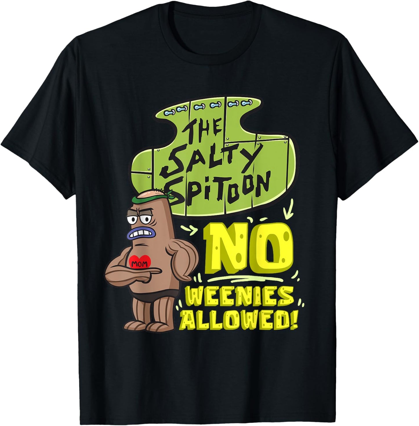 Mademark x SpongeBob SquarePants - Salty Spitoon No Weenies Allowed SpongeBob Gym Bodybuilder T-Shirt - T-Shirt | Black