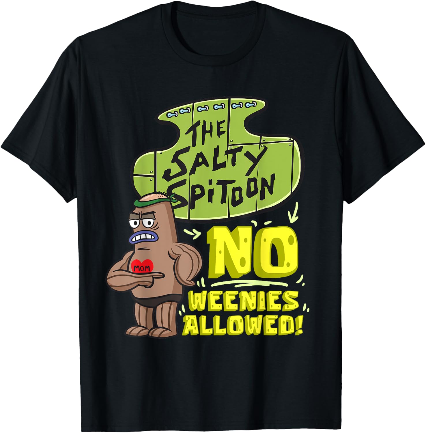 Mademark x SpongeBob SquarePants - Salty Spitoon No Weenies Allowed SpongeBob Gym Bodybuilder T-Shirt - T-Shirt | Black
