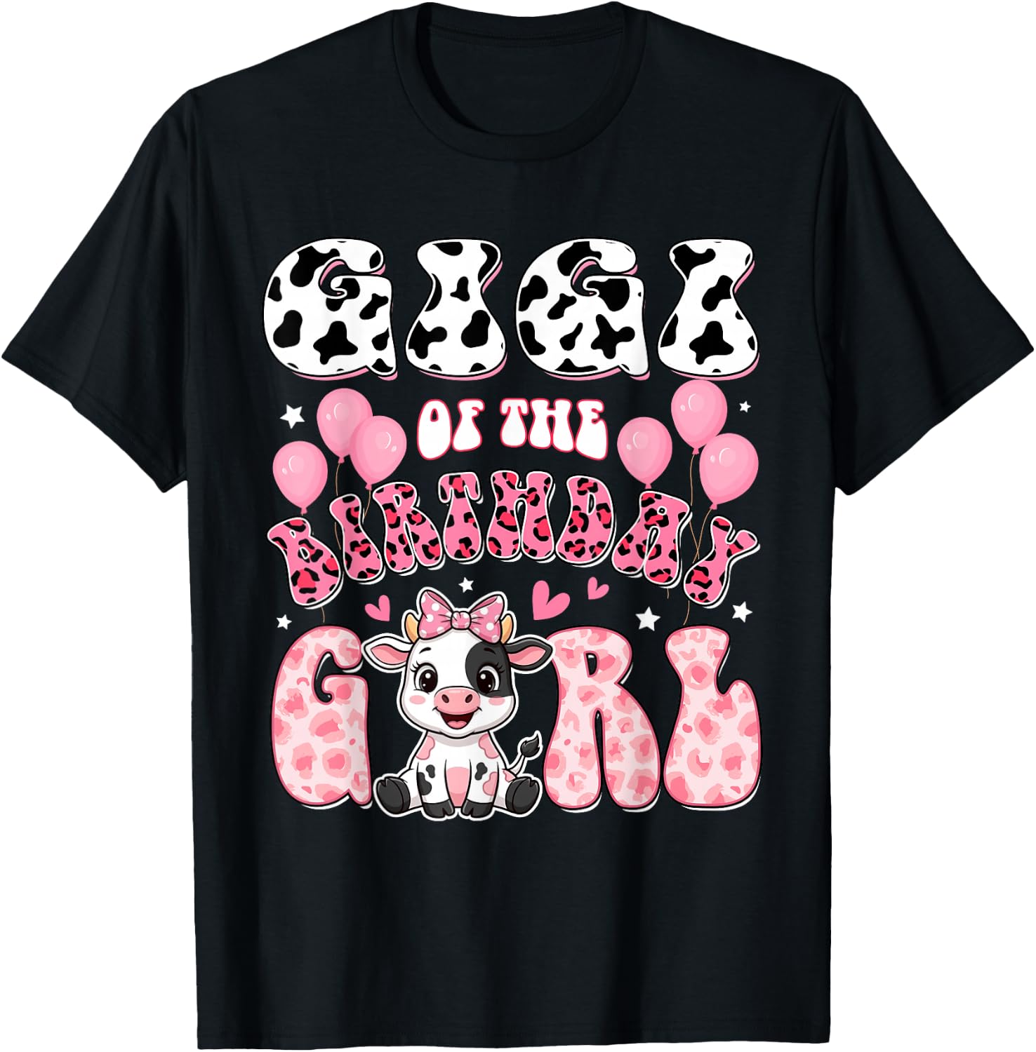 Gigi of The Birthday Girl Cow Farm Family 1St Birthday T-Shirt - T-Shirt | Black
