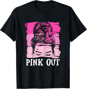 Pink Out Football Mom Mum Brustkrebs Krebs Kriegerin Pink T-Shirt - T-Shirt | Black