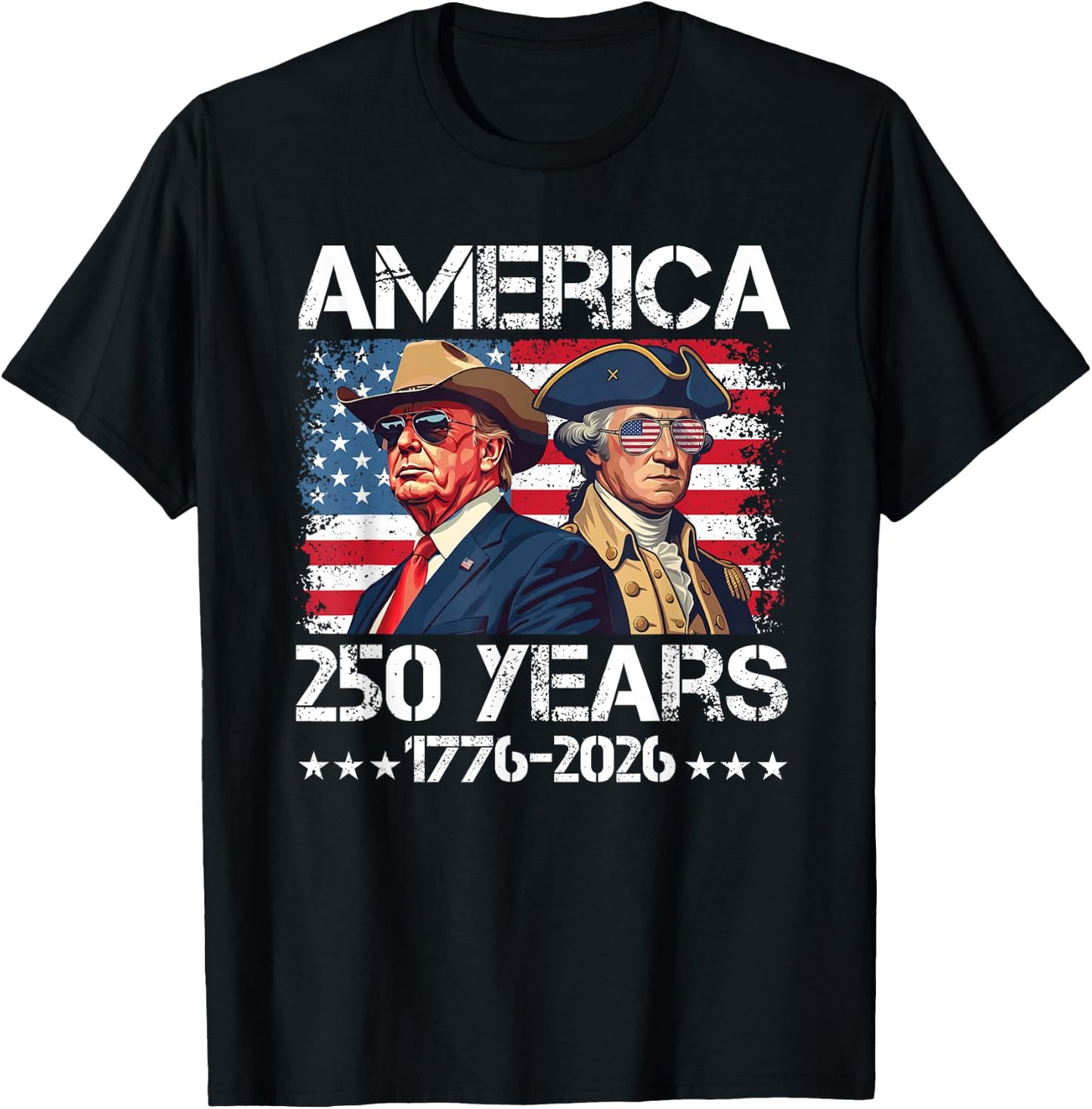 250 Years American 250th Anniversary 1776 2026 US Flag T-Shirt - T-Shirt | Black