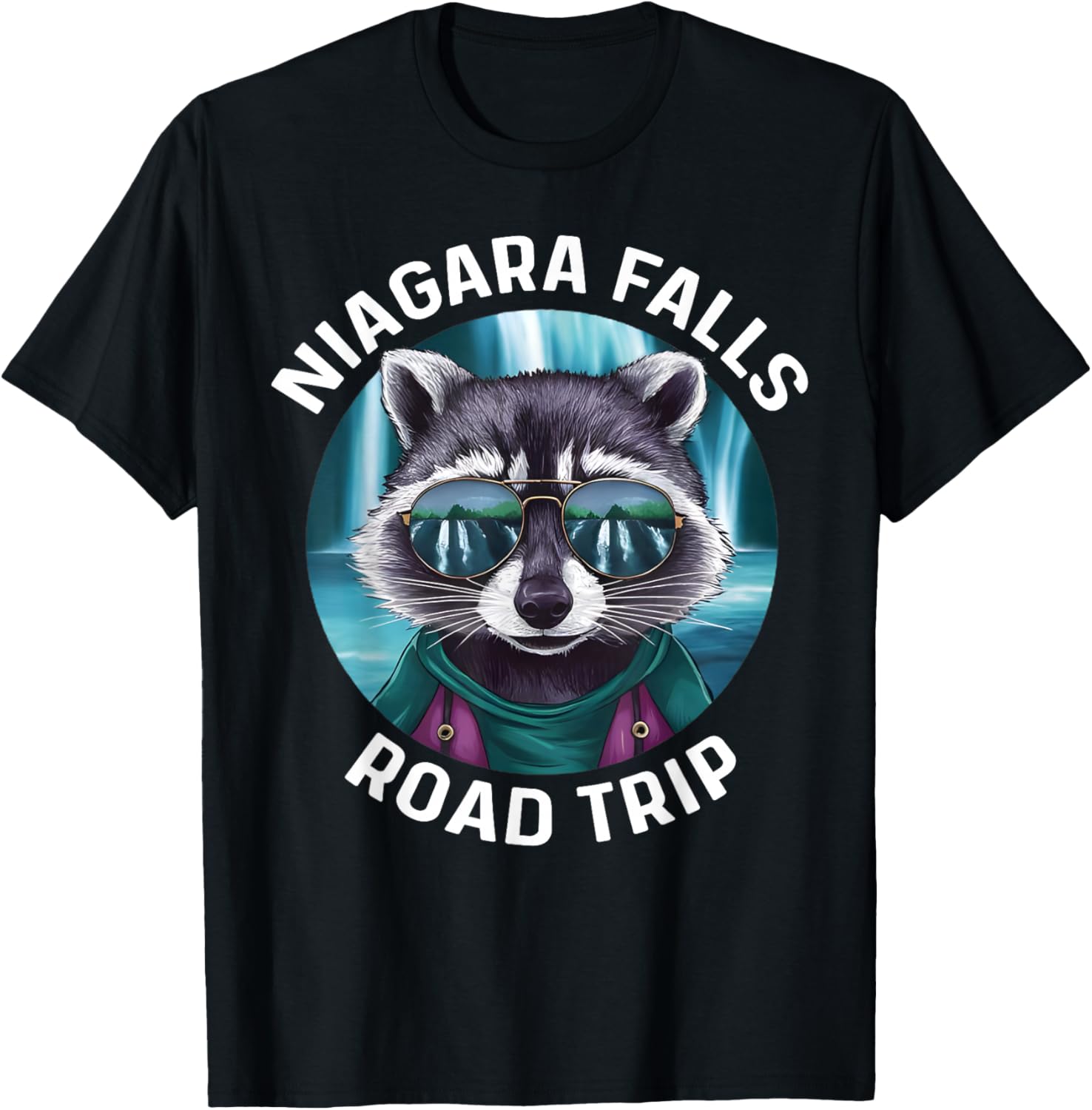 Road Trip Squad Niagara Falls Souvenirs Family 2025 Raccoon T-Shirt - T-Shirt | Black