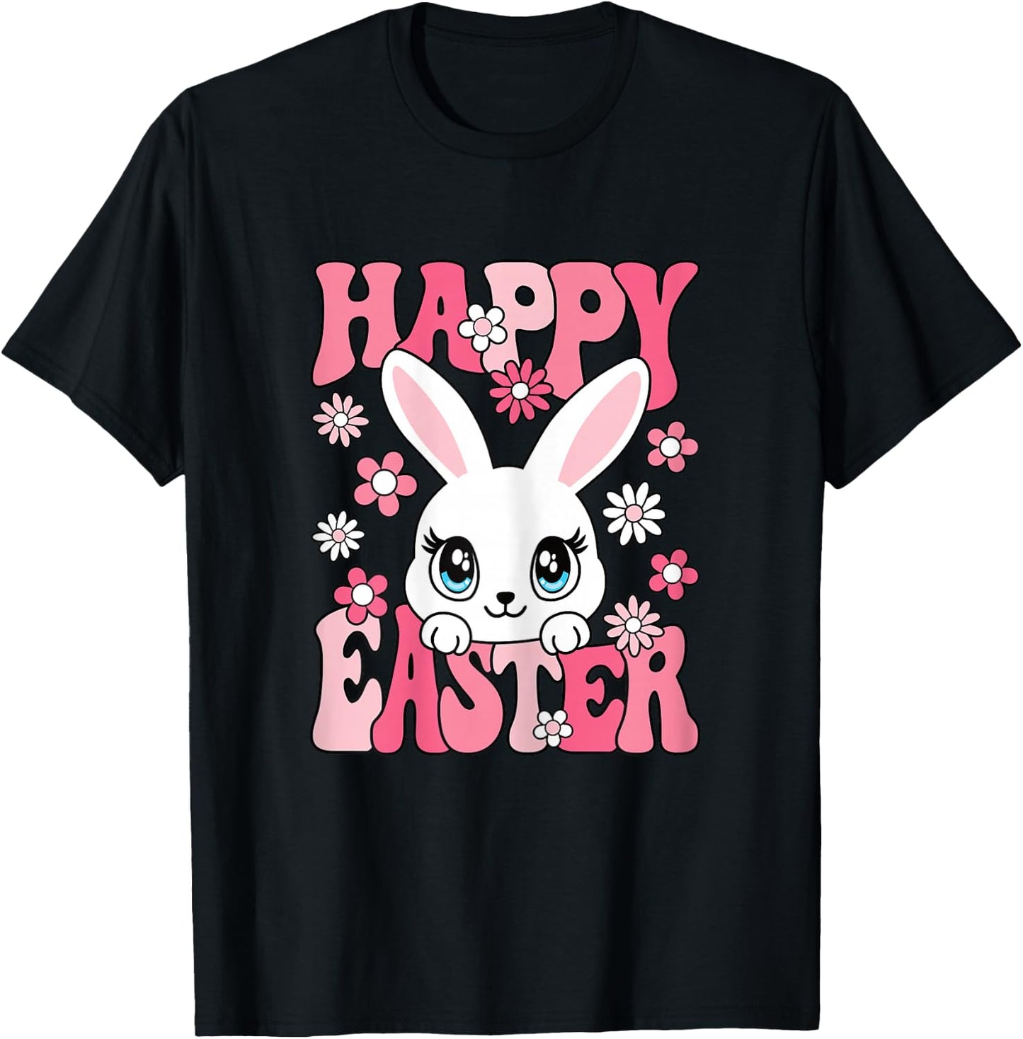 Happy Easter Bunny Easter Rabbit Women Girls Kids Toddlers T-Shirt - T-Shirt | Black