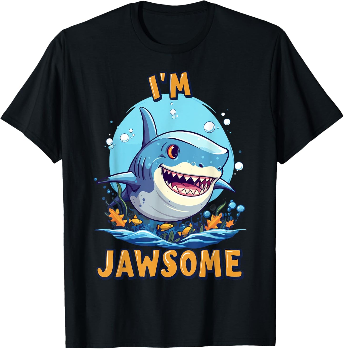I'm Jawsome Cute Funny Great White Shark Lovers For Boys T-Shirt - T-Shirt | Black