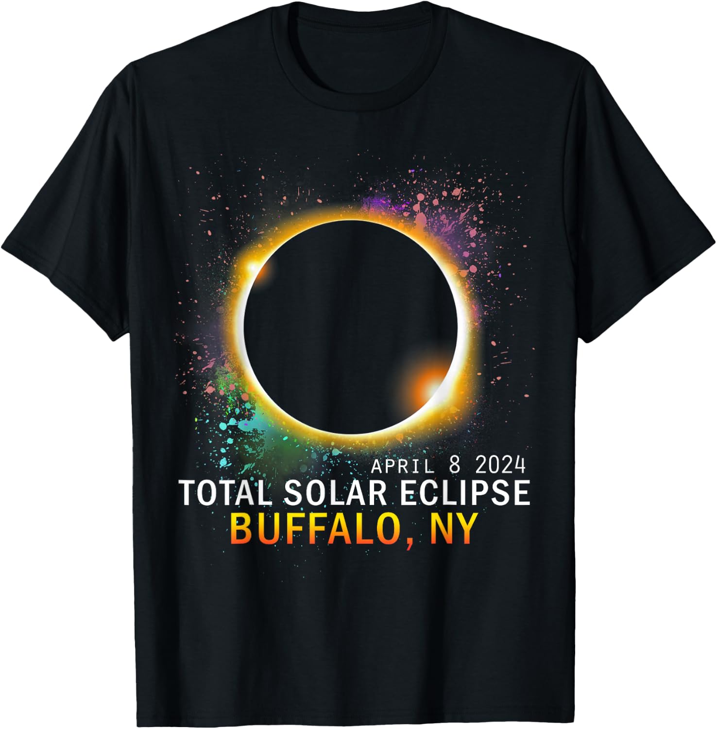 Buffalo New York Total Solar Eclipse April 8 2024 T-Shirt - T-Shirt | Black