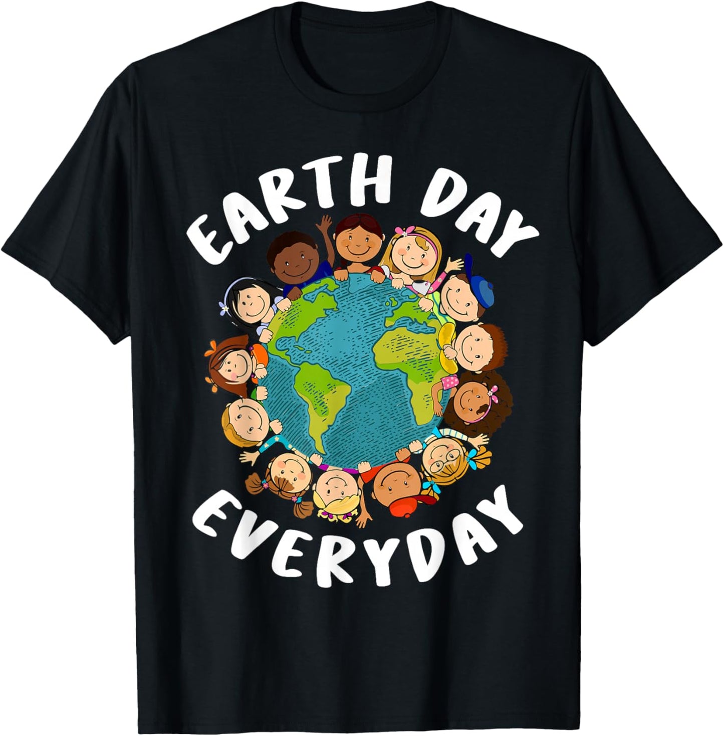Earth Day Everyday Kids Girl Toddler Cute Earth Day T-Shirt - T-Shirt | Black