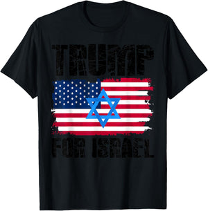 Trump for Israel American Jewish Flag Star of David , grey, S T-Shirt - T-Shirt | Black
