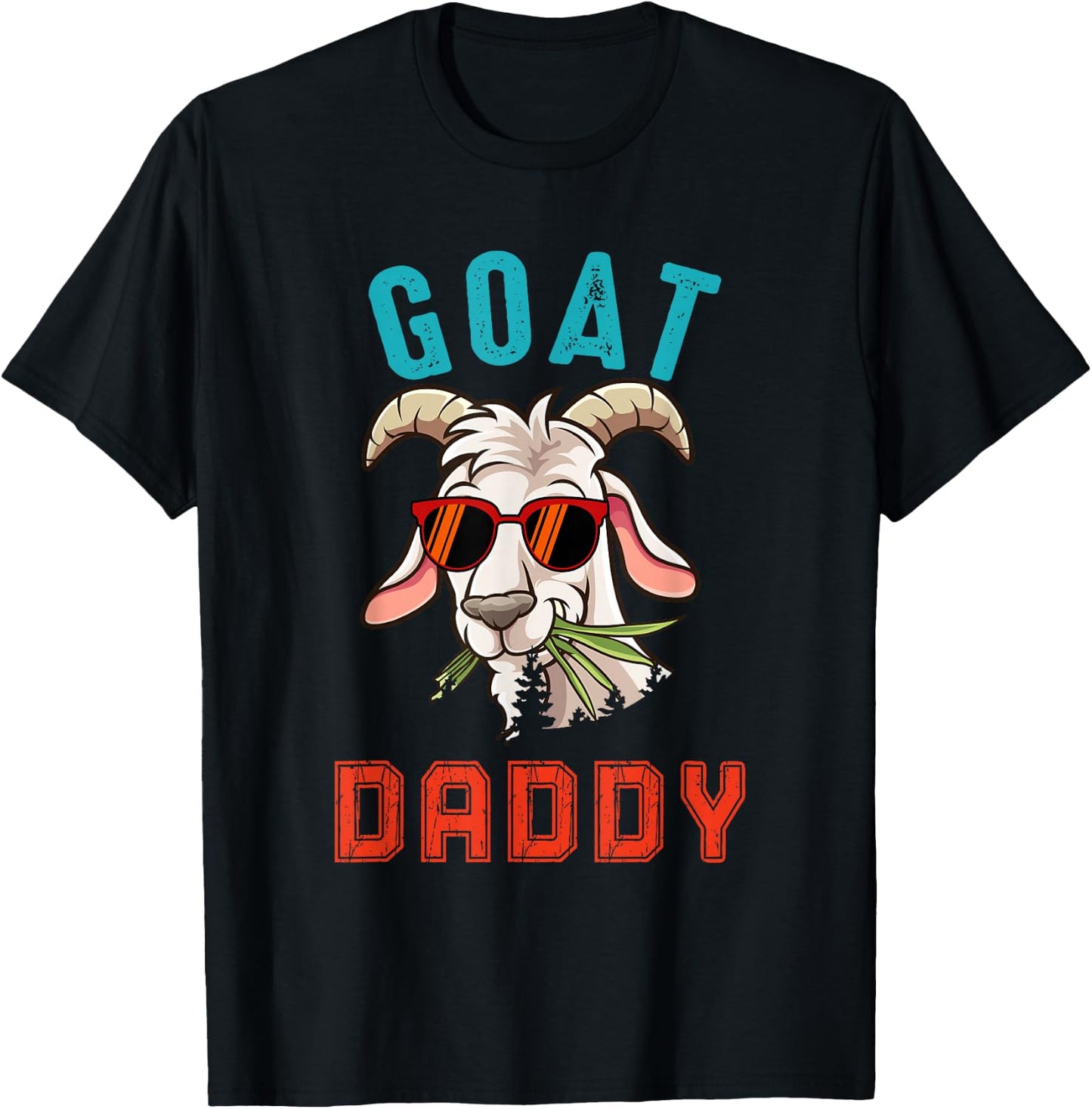 Vintage Goat Funny Daddy Cute Goat Sunglasses Farmer Family T-Shirt - T-Shirt | Black
