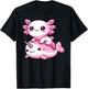 Anime Kawaii Axolotl Narwhal T-Shirt - T-Shirt | Black