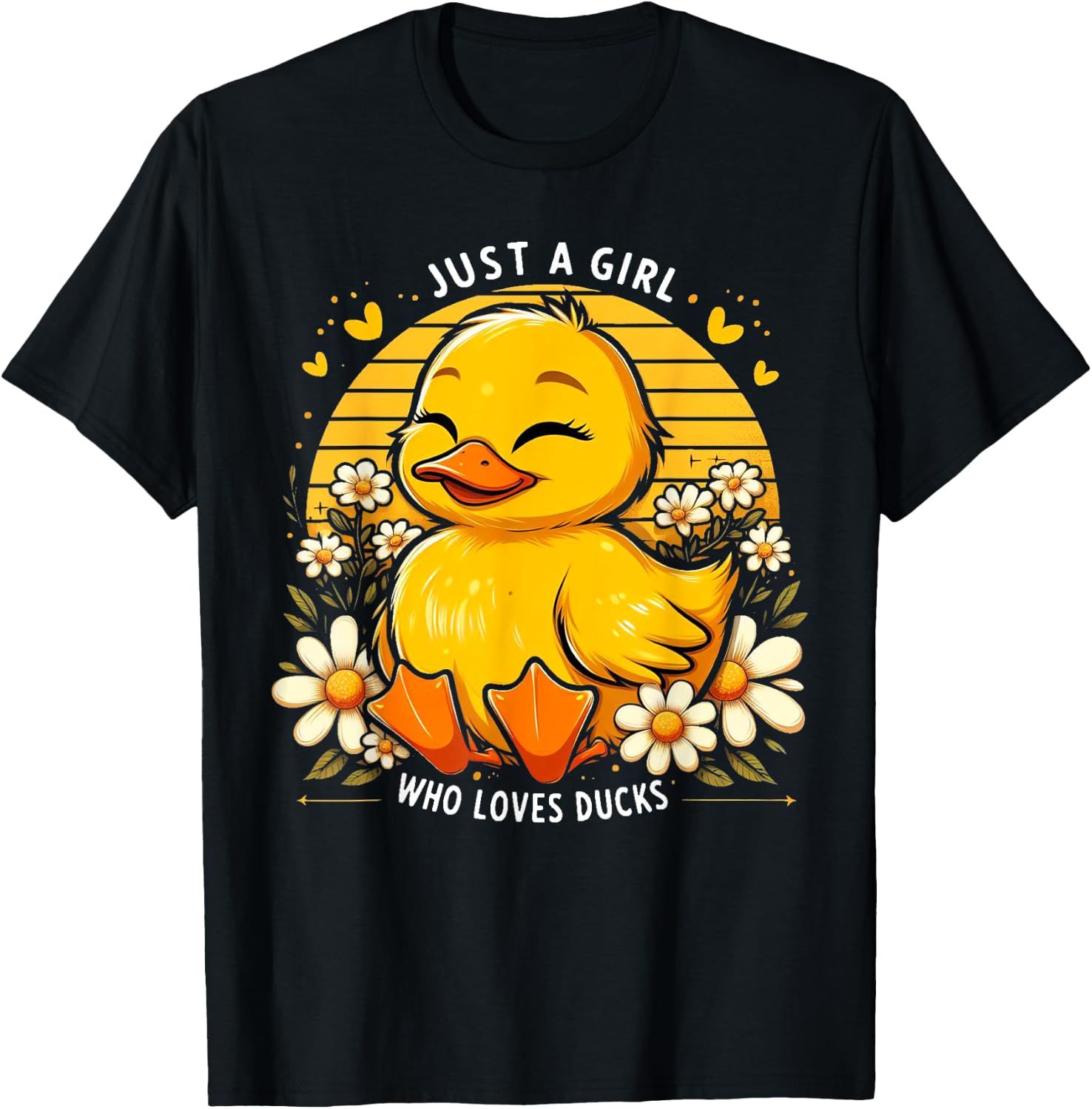 Just a Girl Who Loves Ducks Shirt Girl Cute Funny Duck Gifts T-Shirt - T-Shirt | Black