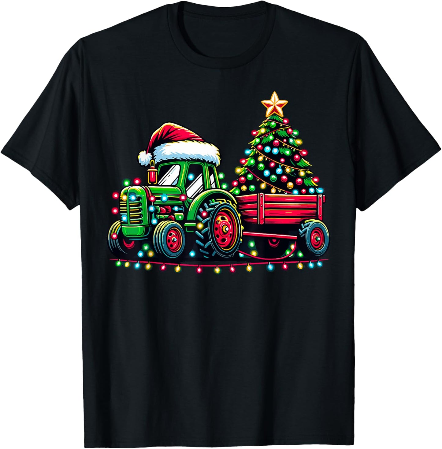 Christmas Tractor Boys Santa Xmas Farm Truck T-Shirt - T-Shirt | Black
