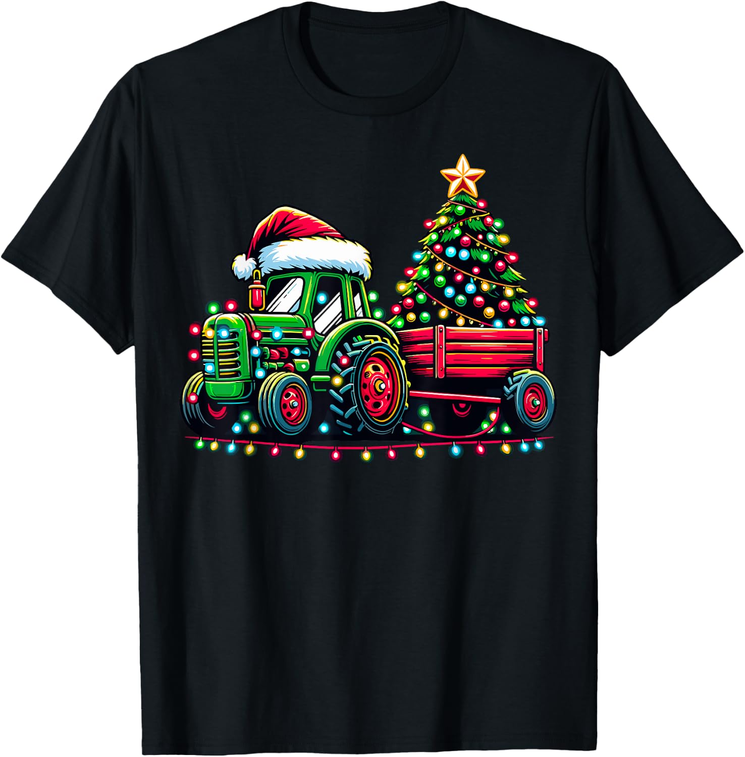 Christmas Tractor Boys Santa Xmas Farm Truck T-Shirt - T-Shirt | Black