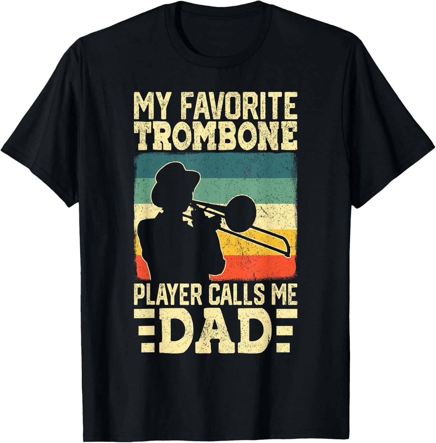 Funny Trombone Design Dad Musician Trombone T-Shirt - T-Shirt | Black