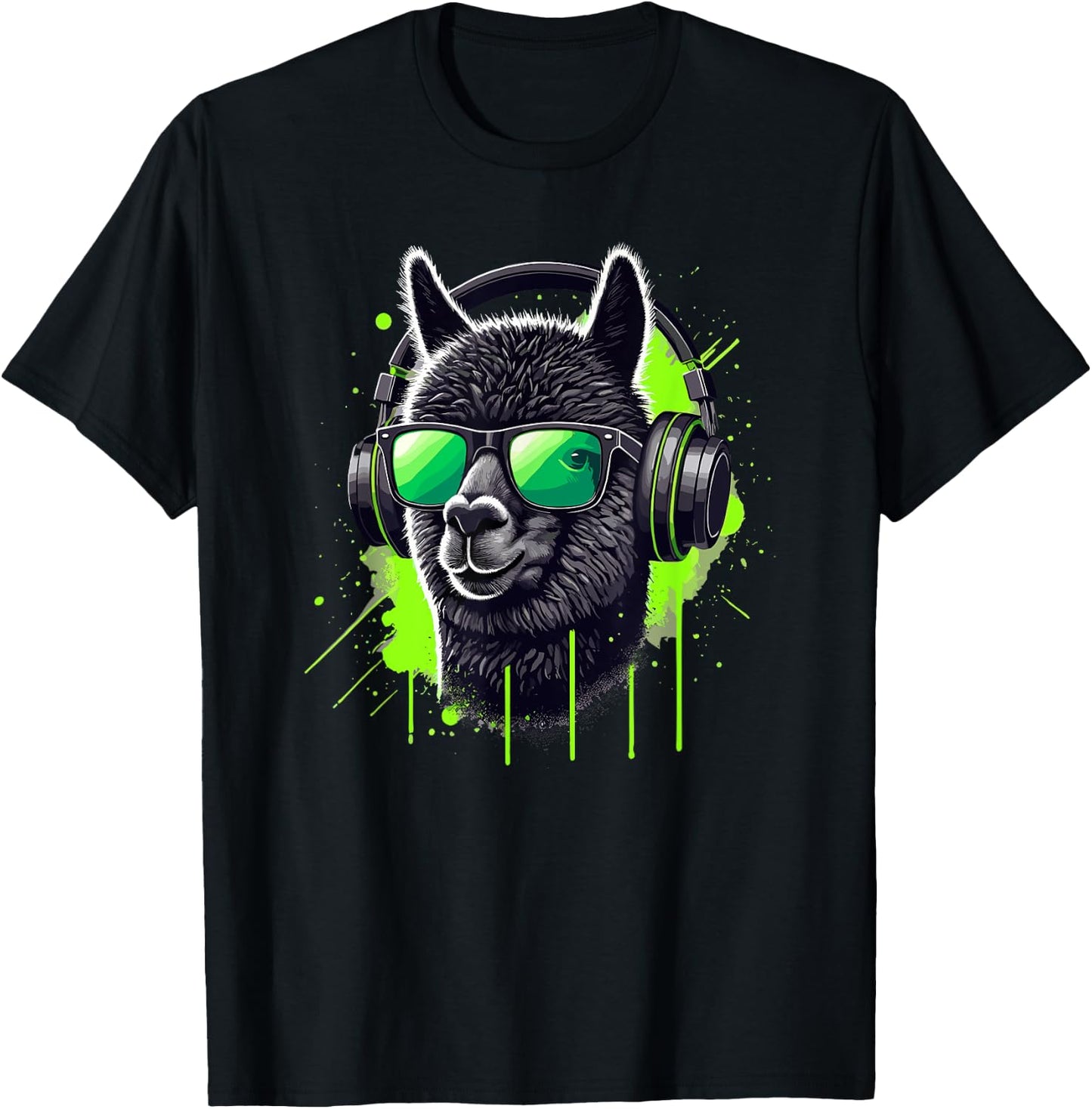 Alpaca Sunglasses Helmet Llama Llamas T-Shirt - T-Shirt | Black