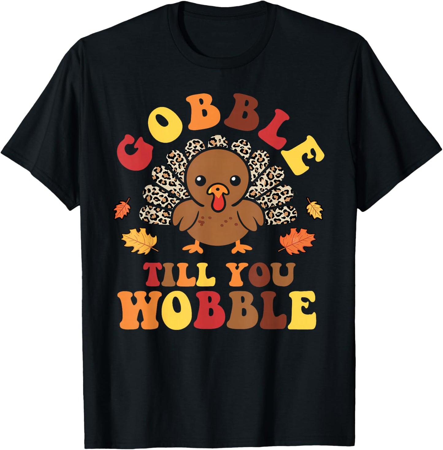 Groovy Leopard Thanksgiving With My Gnomies Funny Gnome T-Shirt - T-Shirt | Black