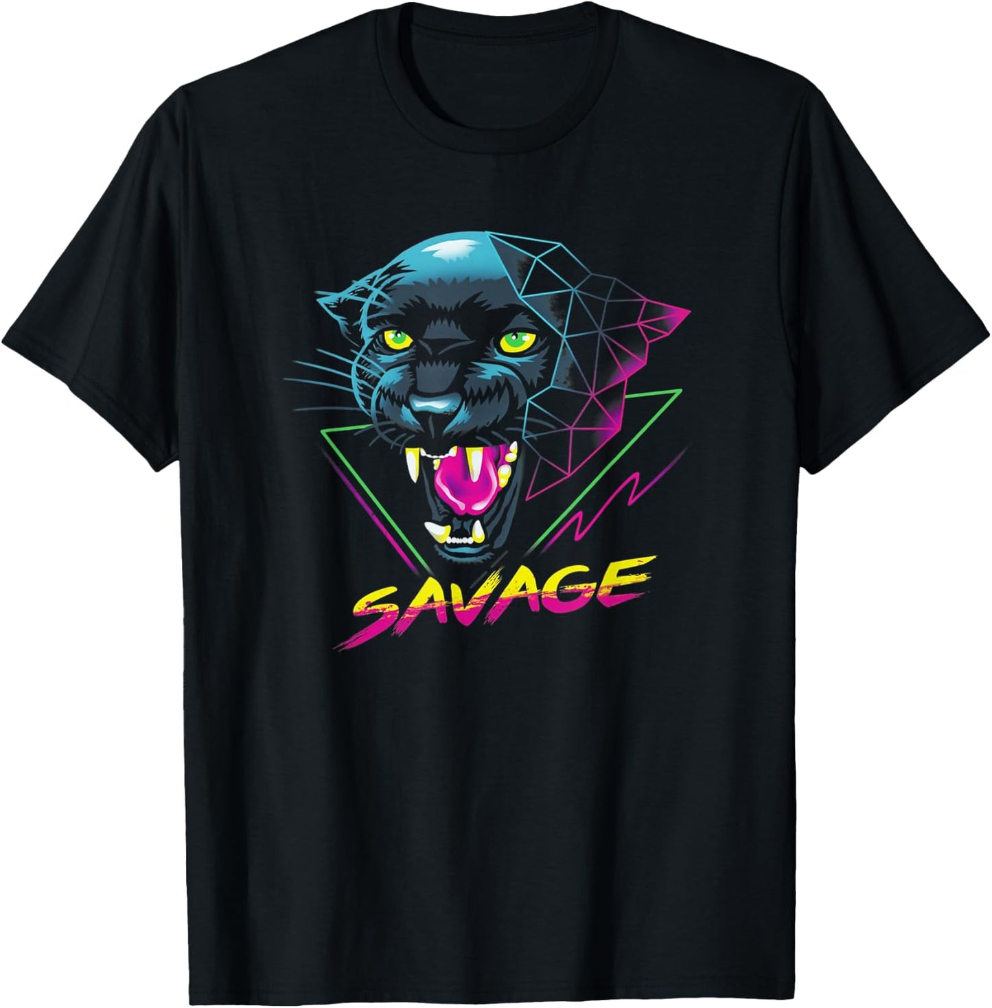 Savage - Panther Synthwave Retro Style T-Shirt - T-Shirt | Black
